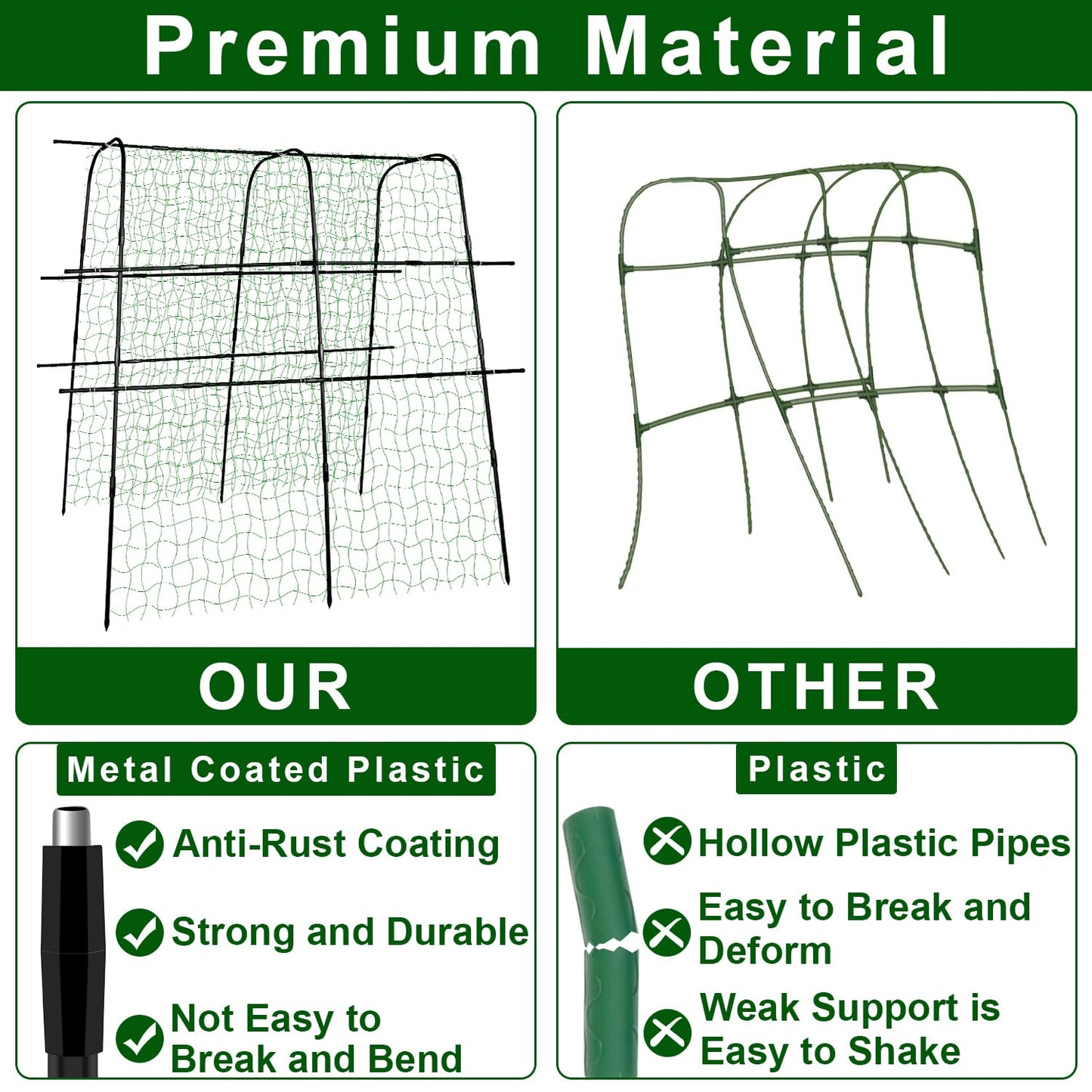 64 x 64 Inch Garden Cucumber Trellis Vegetable Arch Trellis Green Bean Pea Grape Tomato Squash Trellises for Raised Bed Climbing Plants Outdoor