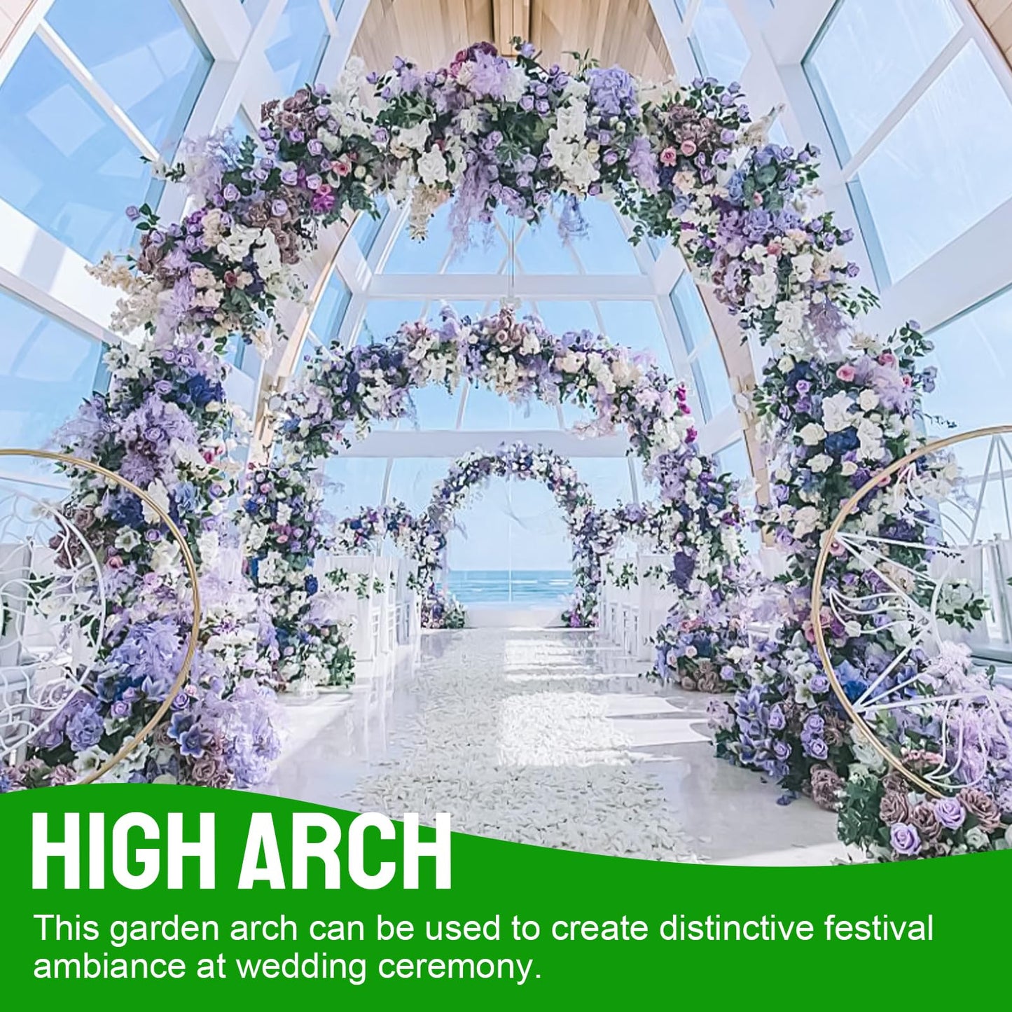 Metal Wide Garden Arch Trellis for Climbing Plants Roses Vines, 44" W x 92" H Wide Garden Archway Arbor Trellis for Lawn Wedding and Bridal Party Decoration