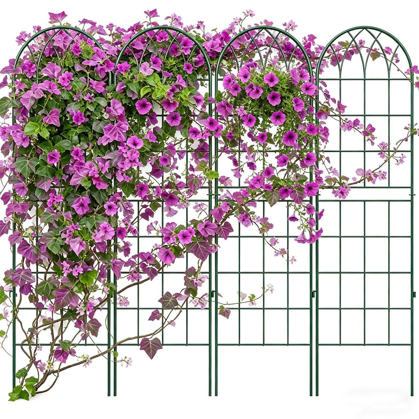 4 Pack Metal Garden Trellis for Climbing Plants,Green Metal Garden Trellis for Vines Plant Rose Vegetable Support,Large Decorative Outdoor Trellis