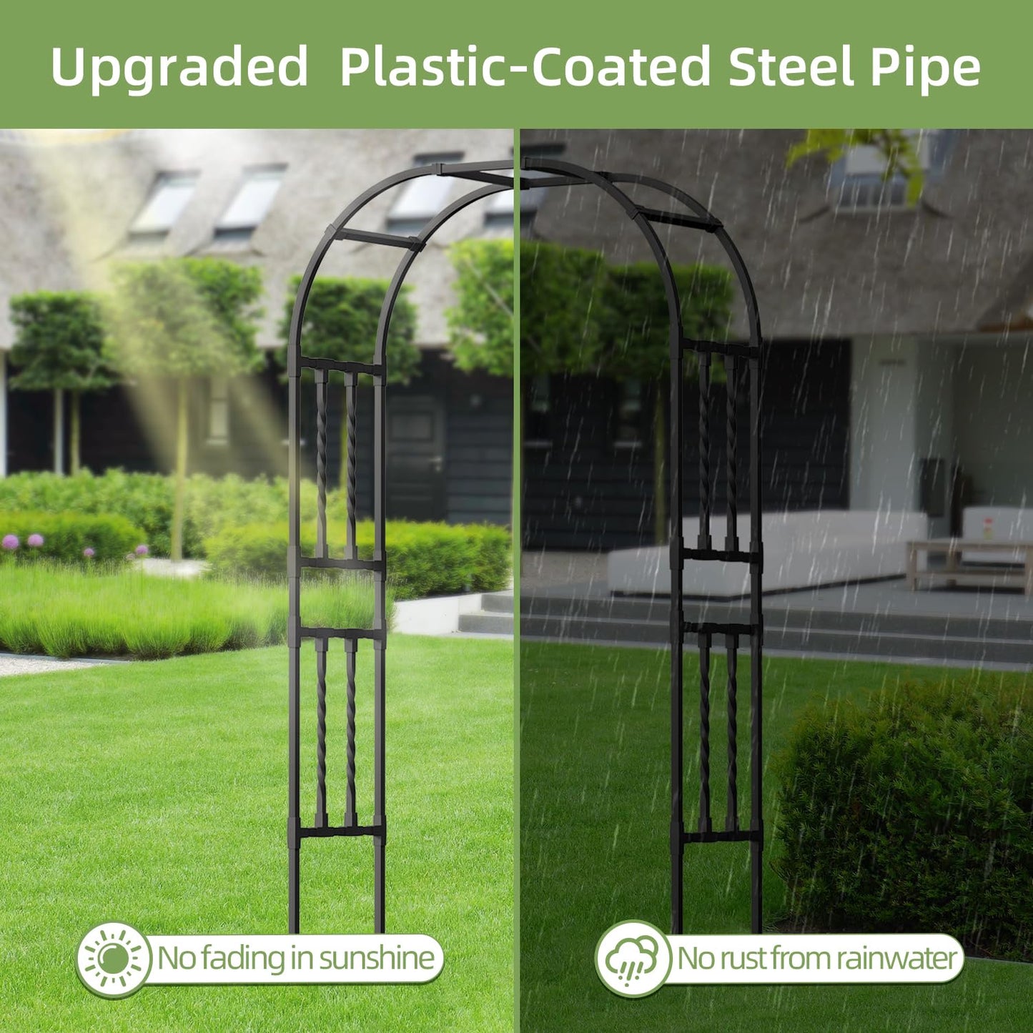 Square Tube Garden Arch Trellis 4.9x7.9FT,Metal Arbor for Climbing Plants,Outdoor Archway for Patio Lawn Backyard Wedding Ceremony
