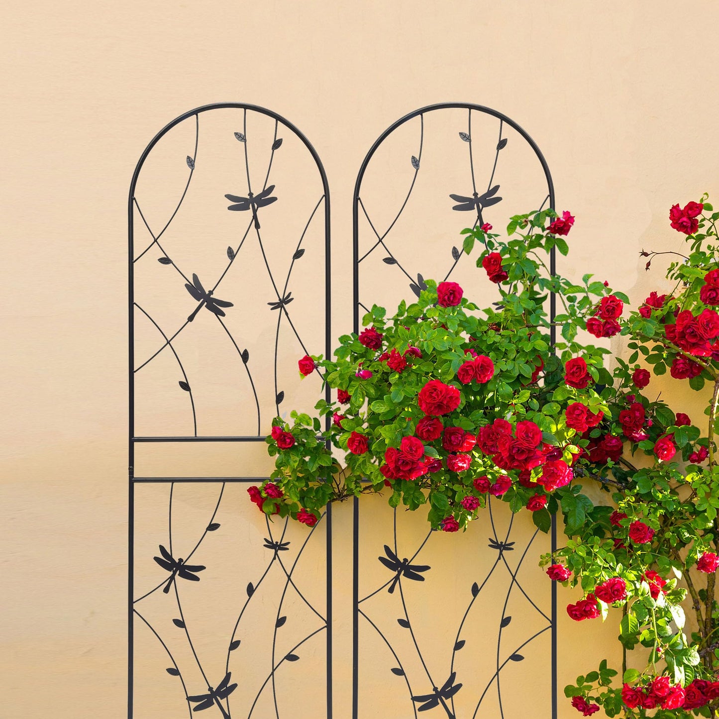 2 Pack Large Garden Trellis Heavy Duty Rustproof Iron Plant Trellis for Potted Plant Support Metal Climbing Rose Trellis Vine Vegetable Cucumber, Black -71" H x 19.7" W