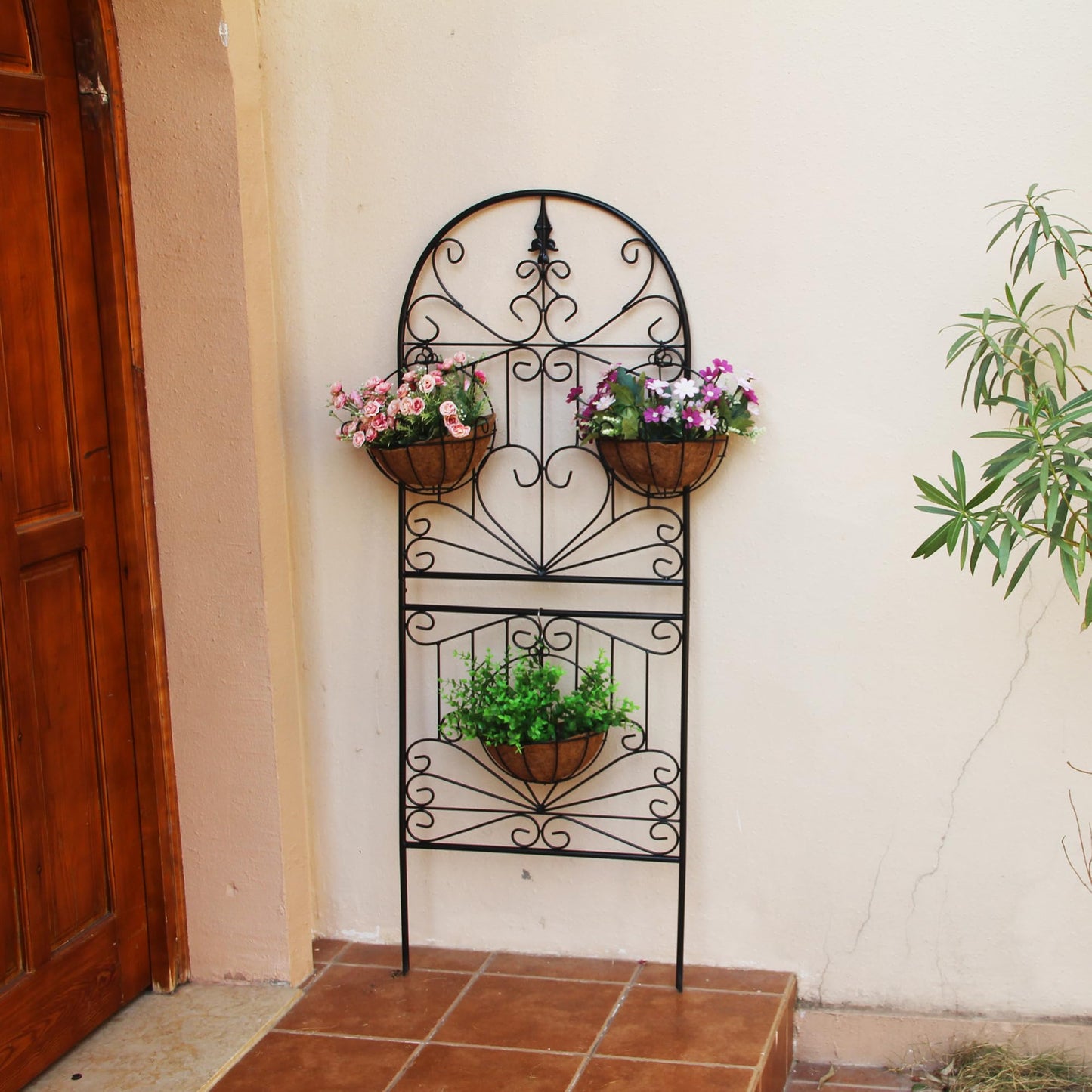 SCENDOR Heavy-Duty Metal Garden Trellis for Climbing Plants, 59" H x 22" W Rust-Proof Outdoor Plant Support for Cucumbers, Tomatoes & Vines 1 Pack