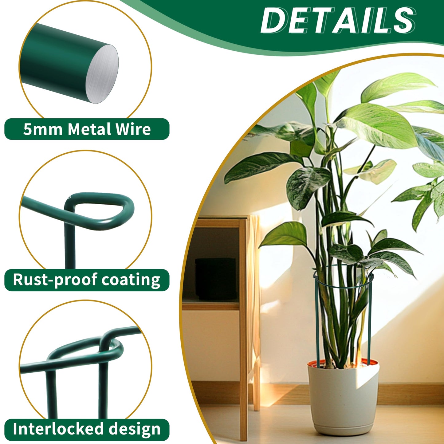 TCBWFY 14" Dx32 H Plant Supports Stakes for Large Heavy Plants,6 Pack Peony Supports,Heavy Duty 5mm Wire Peony Cages,Interlock Garden Supports Ring Border Support,Plant Support Cage for Rose Flower