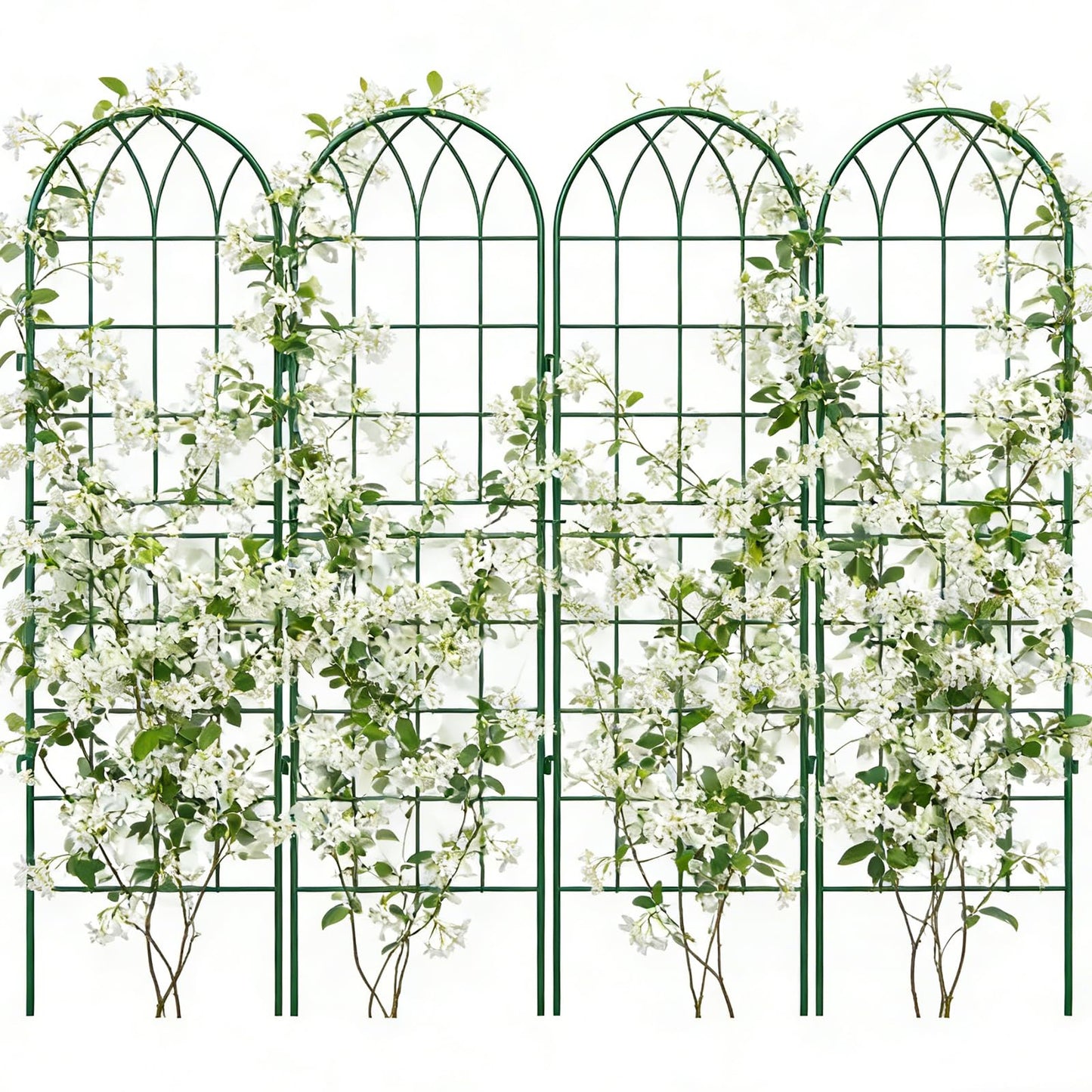 4 Pack Metal Garden Trellis for Climbing Plants, Green Metal Garden Trellis for Vines Plant Rose Vegetable Support,Large Decorative Outdoor Trellis
