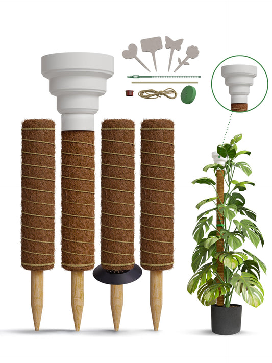 Organo Republic Moss Pole Monstera Plant Support Stakes - 2x26.4 or 48.7" Unique Self-Watering, Extendable Coco Coir Pole for Climbing Plant Supports for Potted Plants Indoor, Totem Pole for Pothos