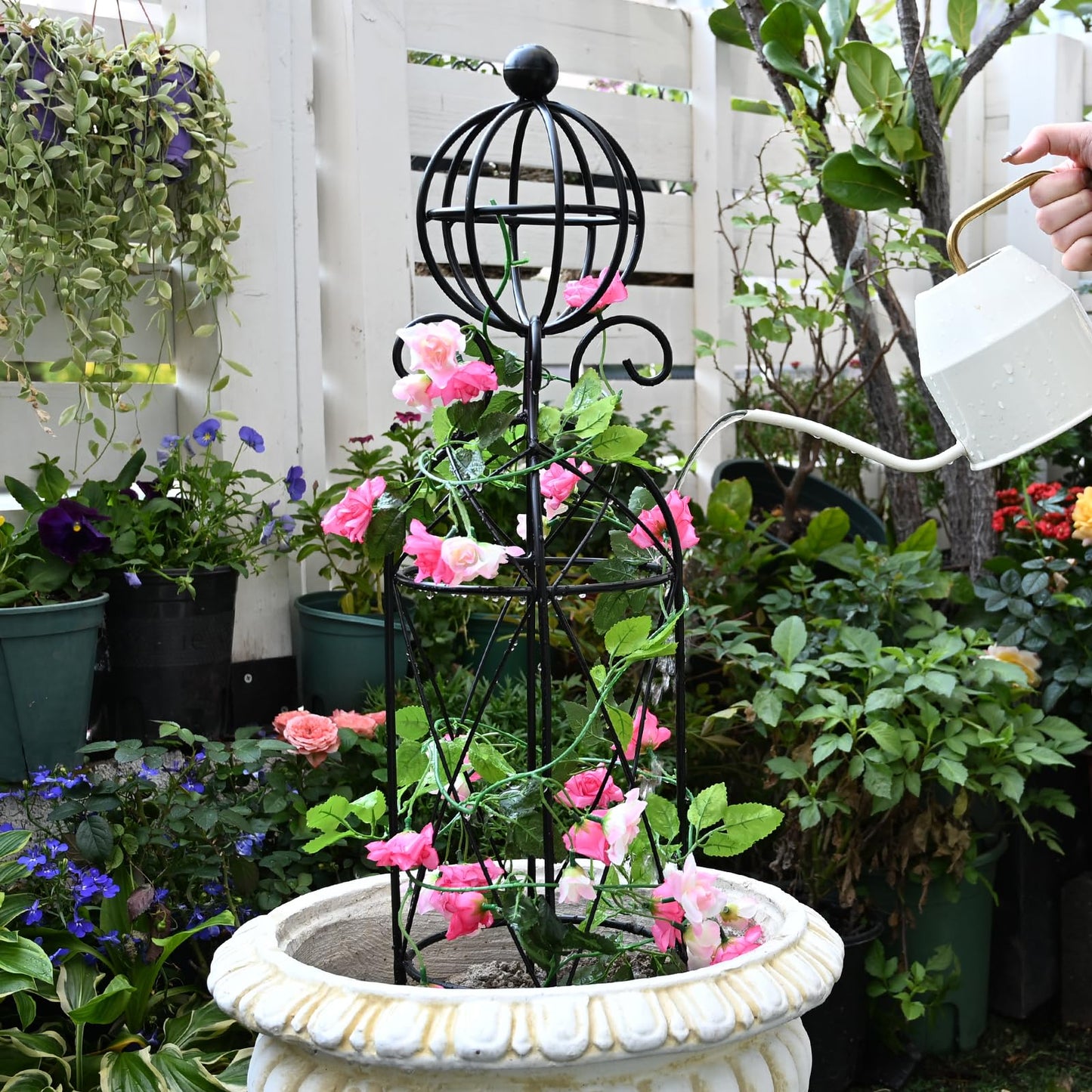 GOOOXIM Garden Obelisk Trellis for Climbing Plants - 27.1" x 7.8" -Durable Metal Design, Rust-Proof, Ideal for Indoor & Outdoor Use, Perfect for Roses, Topiaries, and Garden Decor