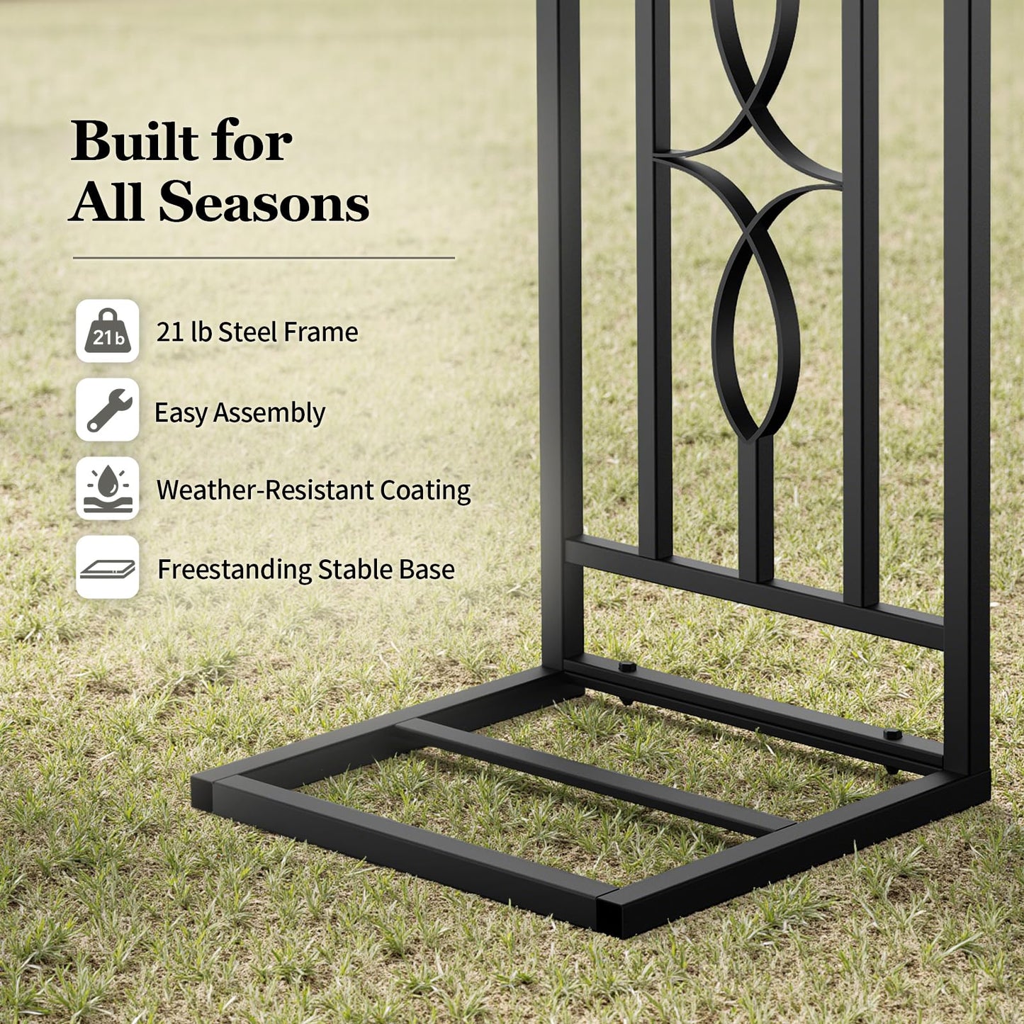 Metal Garden Arch, Heavy Duty Garden Trellis for Climbing Plants, with Enlarged Base for Stability, Ideal for Wedding Arches & Party Decorations, 55" W x 87" H