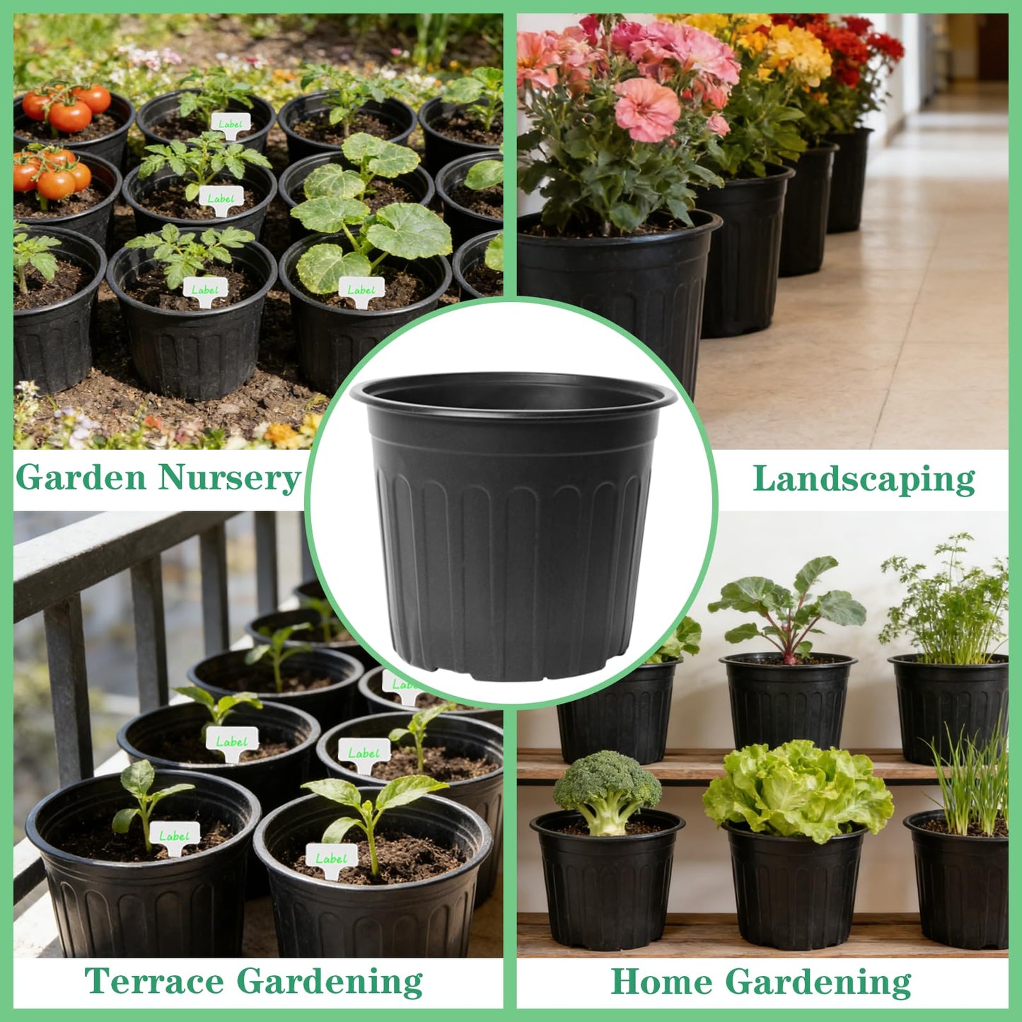 Niiiice 50-Pack 2.5 Gallon Flexible Plastic Plant Pots,Thickened Soft Seed Starting Container for Indoor Outdoor Plants, Seedlings, Vegetables, Succulents and Cuttings