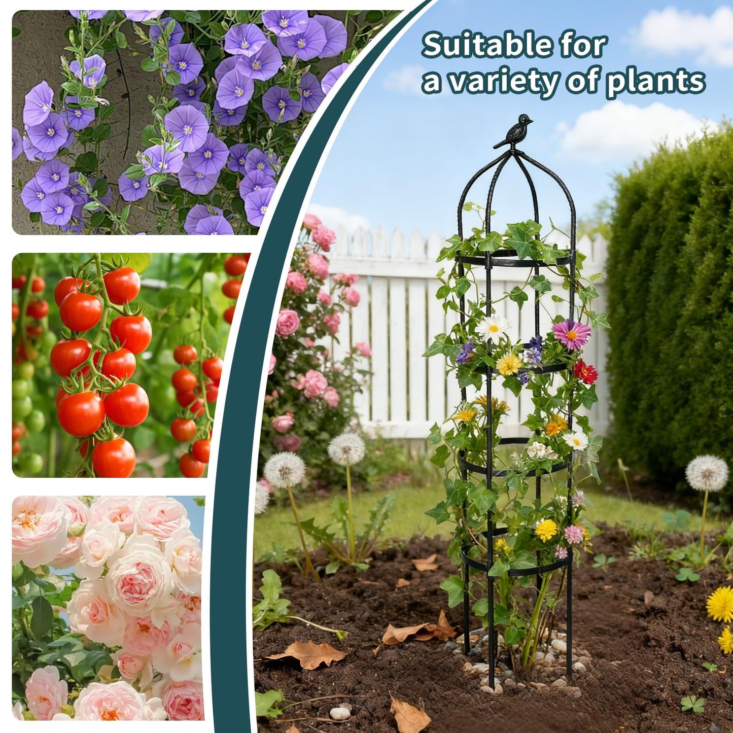 GreenGiggle 2 Pack Garden Obelisk Trellis for Climbing Plants Outdoor, Plant Trellis Garden Tower Trellis for Potted Plant Climbing, Flowers Vegetable Cucumber Trellis