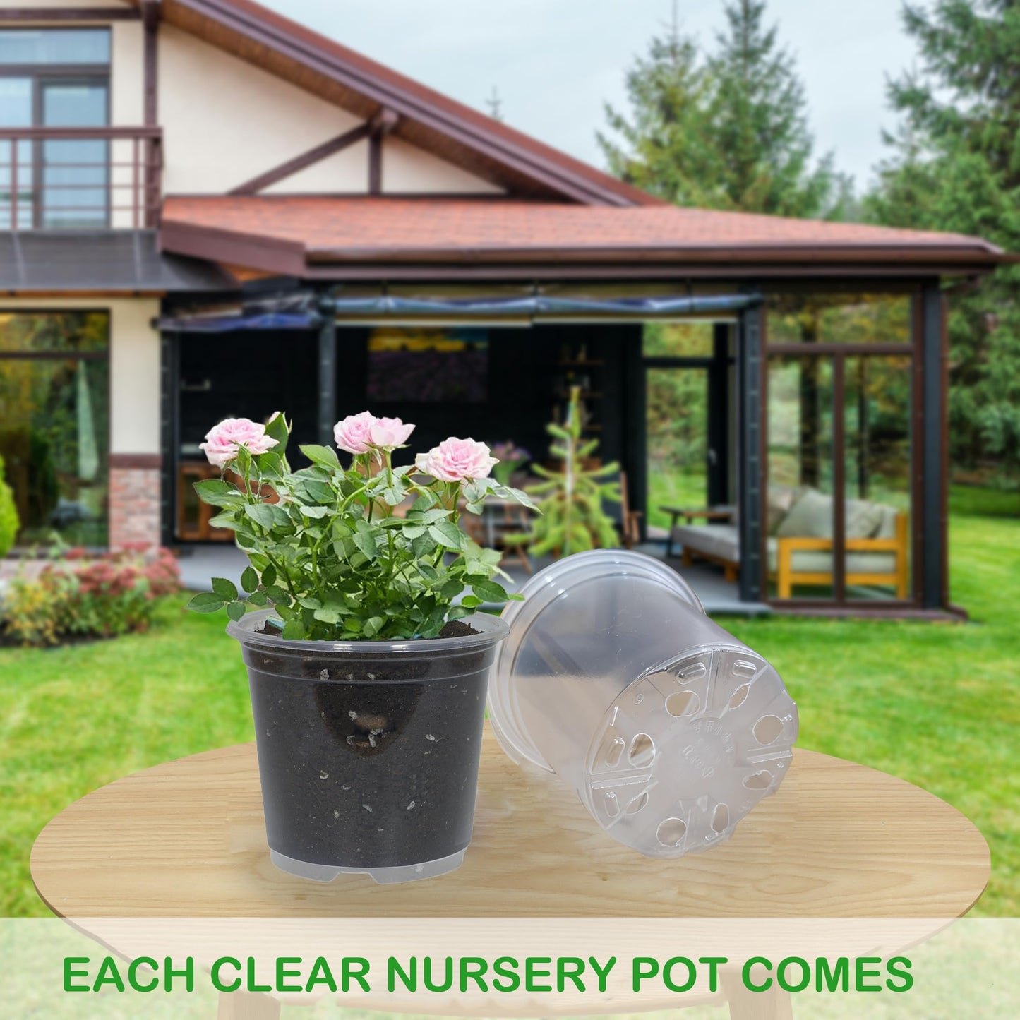 TNTIWQ 40 Pack 3 Inch Clear Nursery Pots with Drainage Plant Pots for Plants Transparent Potting Containers for Plants Seeding Starter Pot (Clear, 3 Inch 40 Pcs)