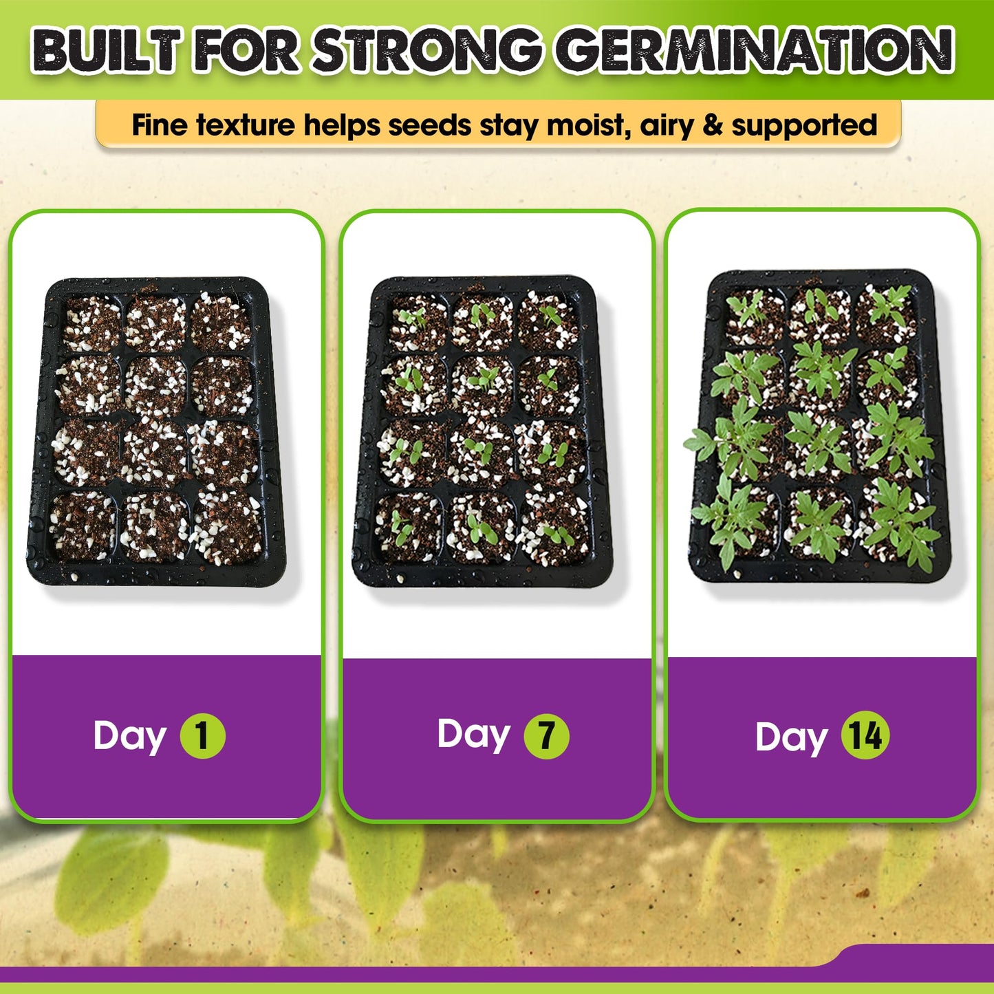 Seed Starter Potting Soil Mix, 8 Dry Quarts, Ready-to-Use Peat-Free Coco Coir Seed Starting Mix 4-in-1 Blend with Perlite, Vermiculite & Worm Castings for Germination & Seedlings