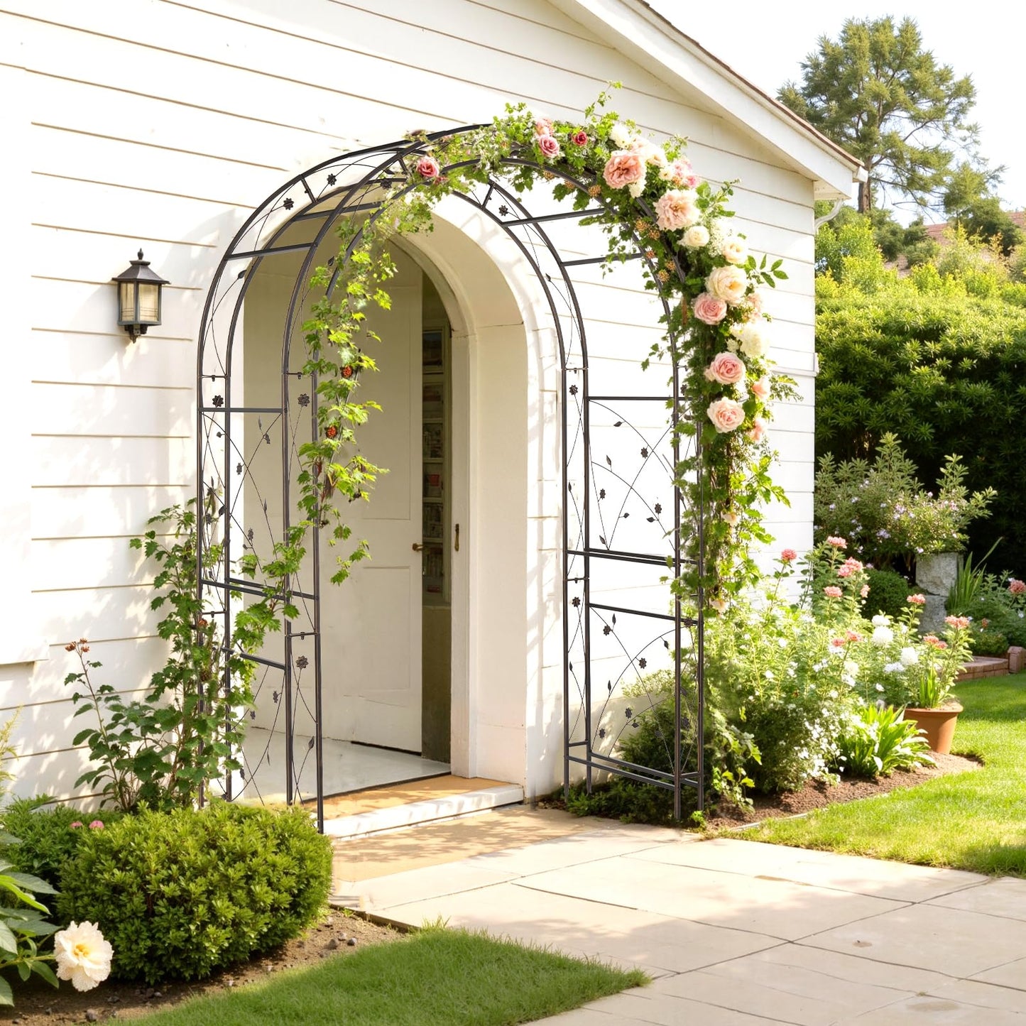 VINGLI Garden Arbor, Arch for Wedding Ceremony Party, Christmas Garden Decor Steel Garden Trellis for Plant Climbing, Pergola for Garden, Backyard, Lawn (Arch Top, Bronze)