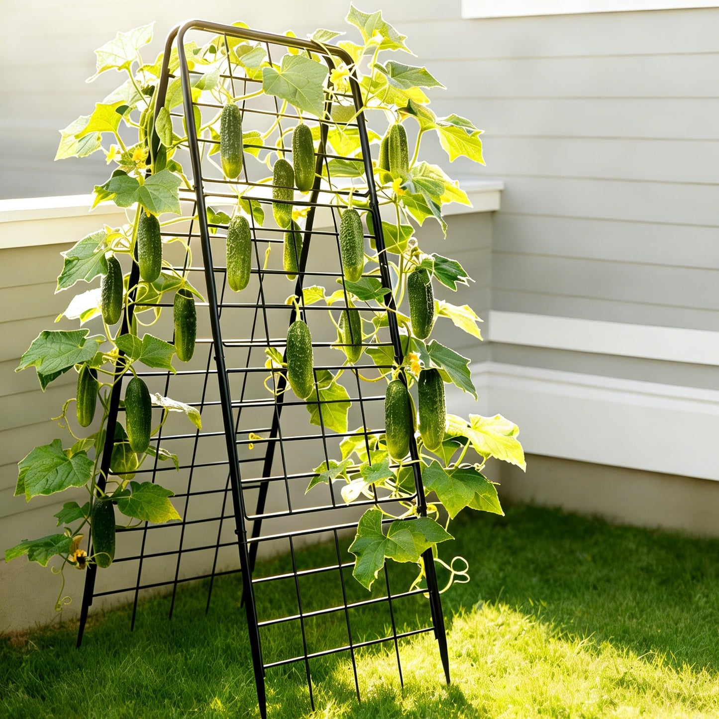 Heavy Duty Adjustable A-Frame Garden Trellis for Climbing Plants 50"x17", Reinforced Metal Plant Support for Raised Beds, Ideal for Tomatoes, Cucumbers & Outdoor Vines Black, 1 Pc