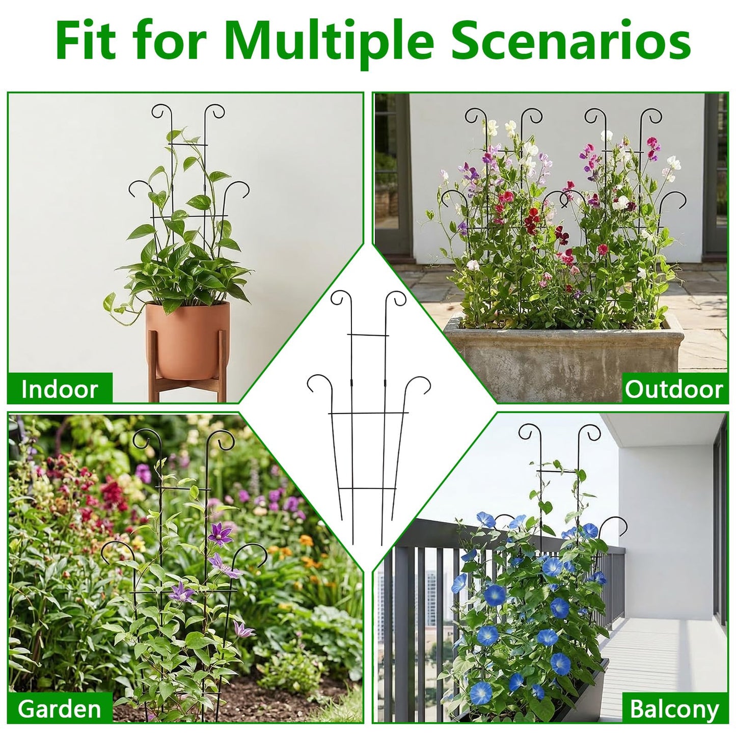 FgTnYh 2pcs Plant Trellis Vine Plant Support Assembled and Rustproof for Pothos Hoya Ivy Monstera Flower for Garden Potted Plant Indoor Outdoor 24.7inch