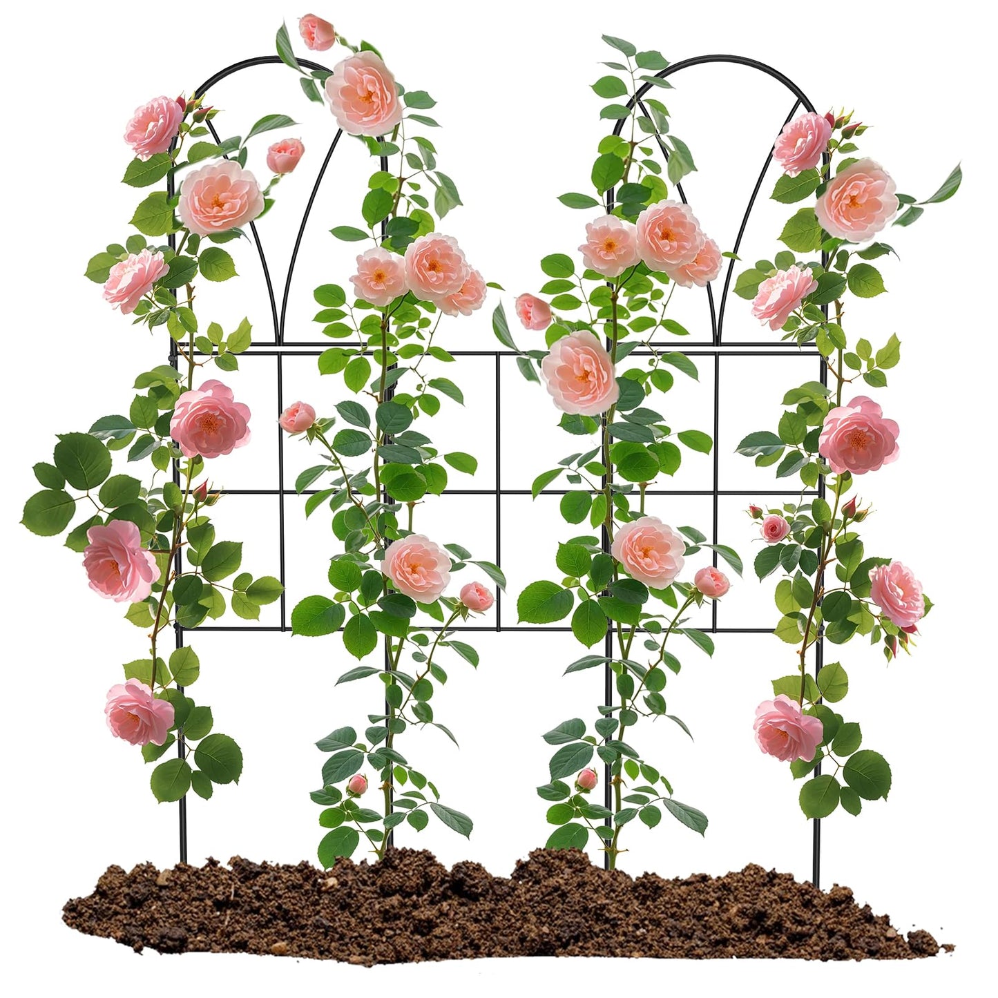 Metal Garden Trellis for Climbing Plants Outdoor, 2 Pack 45" Black Rose Trellis Rustproof Wall Trellis for Roses Vine Cucumbers Vegetables Flower Support