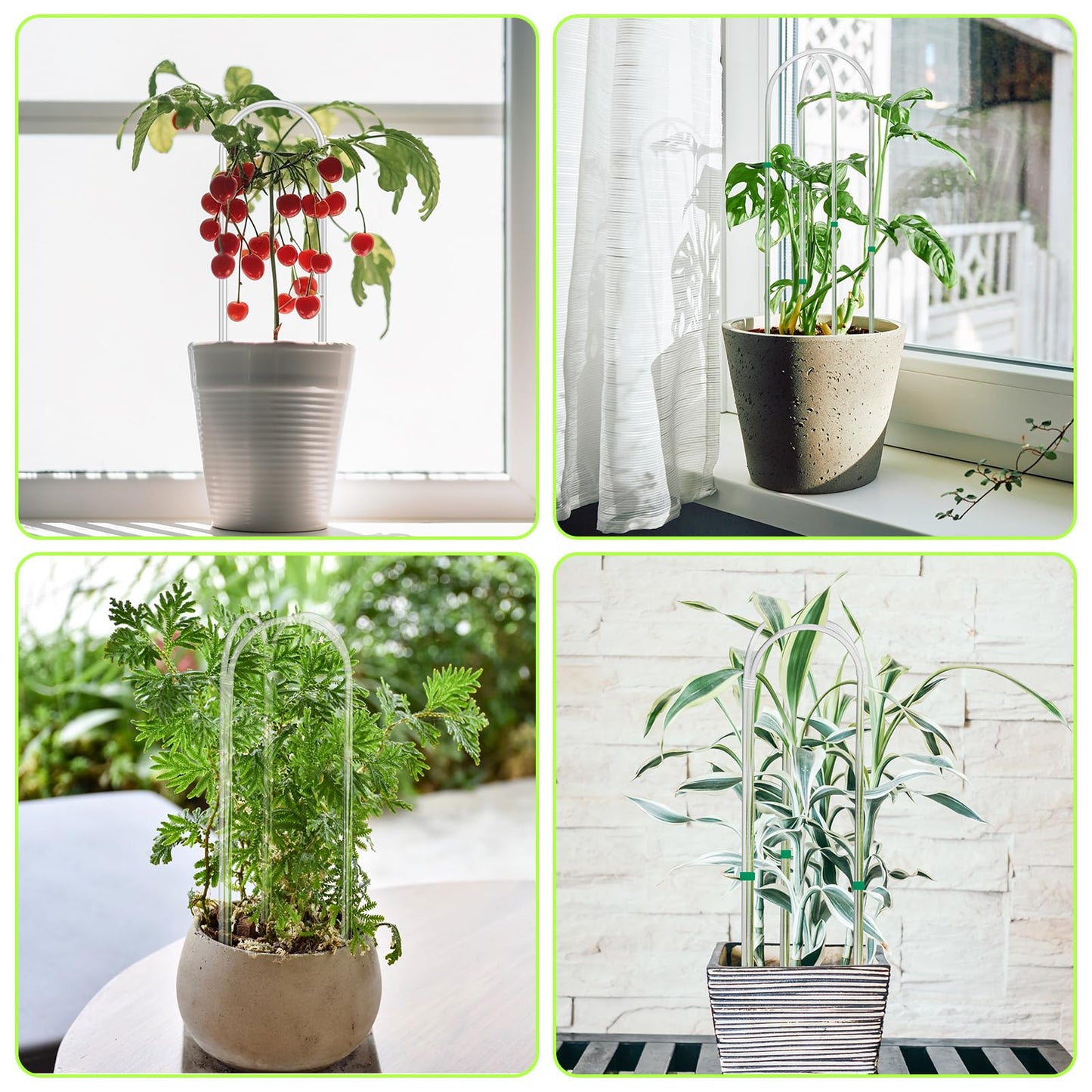 Vokvaktak 3 Pack U-Shape Acrylic Plant Trellis for Indoor Climbing Plants, 16 Inch Small Plant Trellis, Potted Plant Climber Support for Pothos, Vine Ivy, Houseplant