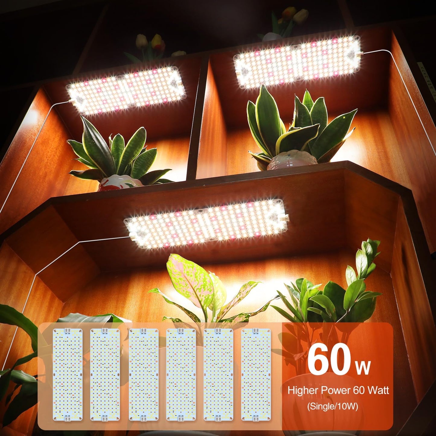 6Panel Grow Lights for Indoor Plants, Seed Starting, Veg, Pot Plants, Bonsai with Timer 4/8/12/16/20H, Ultra-Thin Under Cabinet & Shelf Full Spectrum LED Plant Growing Lamps, Multi-Panels Free Connect