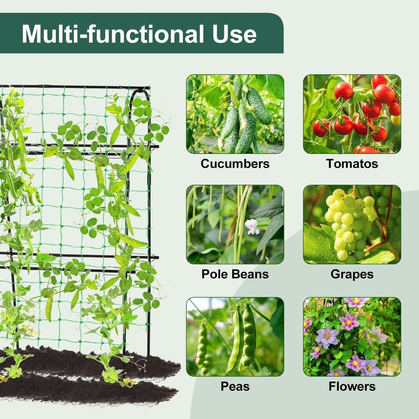 Follook Cucumber Trellis for Raised Bed, 4 feet Garden Trellis for Climbing Plants Outdoor, Plastic-Coated Metal Arch Plant Support for Flower Vines Vegetables Peas Beans Cucumber Trellis, Black