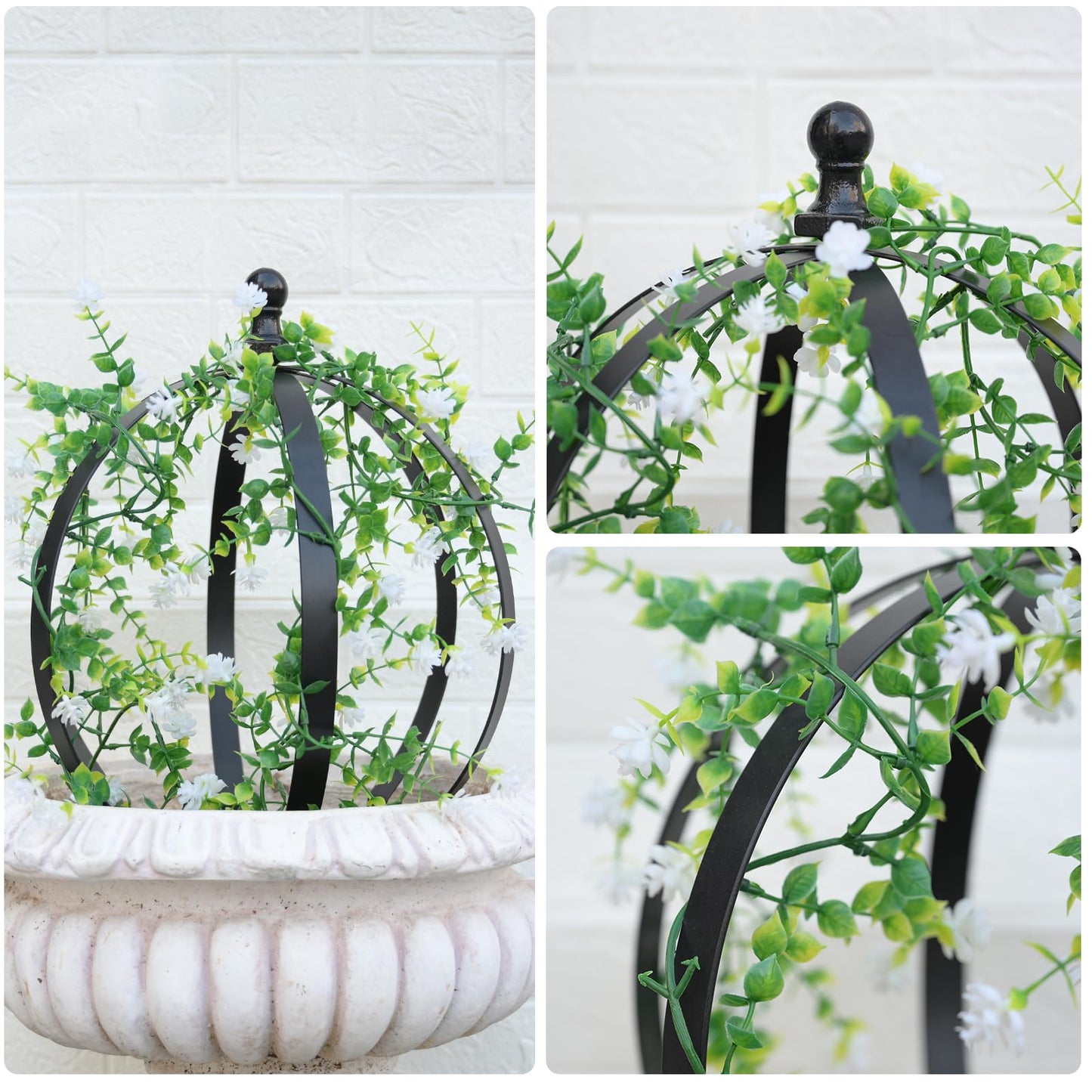 GOOOXIM Metal Garden Trellis - 12.6" x 17.5" Durable Black Powder Coated Obelisk for Climbing Plants, Ideal for Roses, Vines, and Flowers - Easy Assembly for Indoor & Outdoor Use