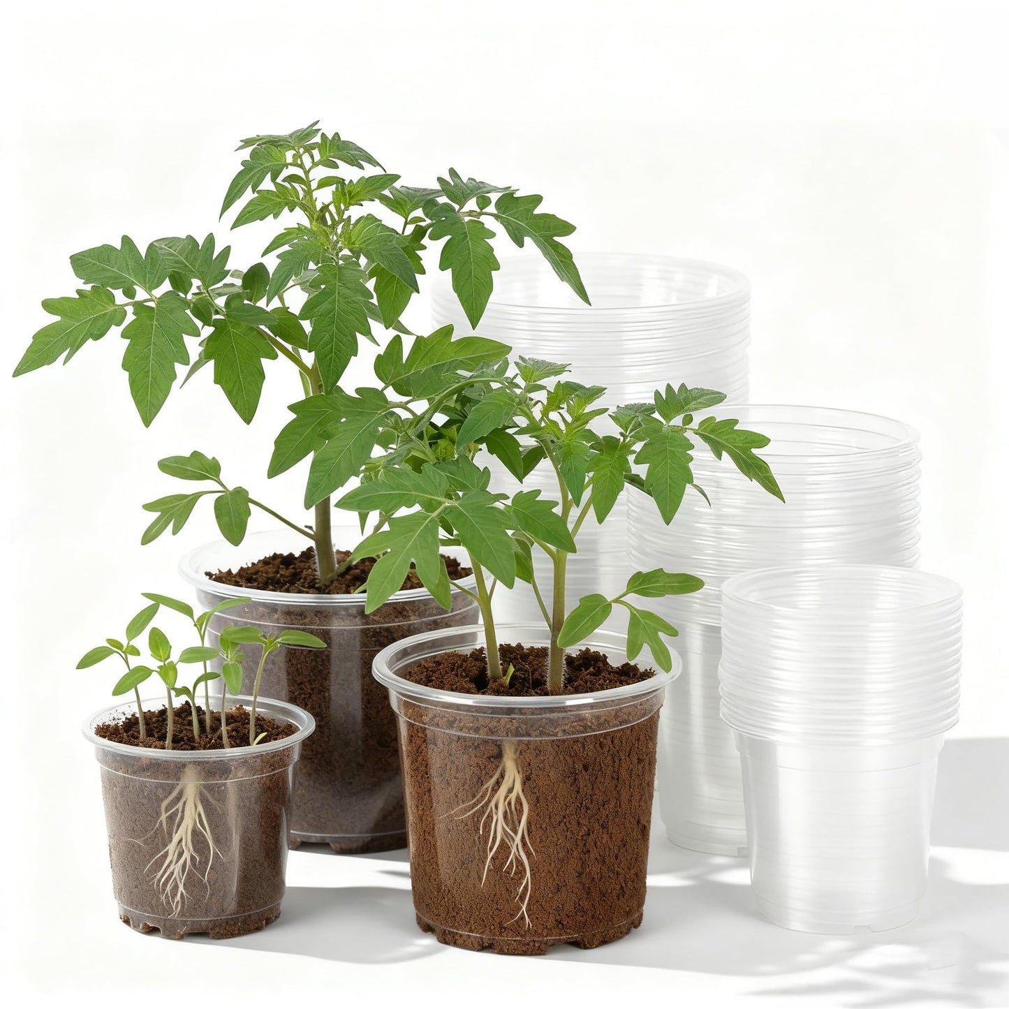 ENNUFO Clear Nursery Pots with Drainage, 30 Pack 4/5/6 Inch Plastic Pots for Indoor Plants, Transparent Seed Starter Pots, Clear Plant Pots with Drainage Holes, Pot Liners for Seedlings & Houseplants