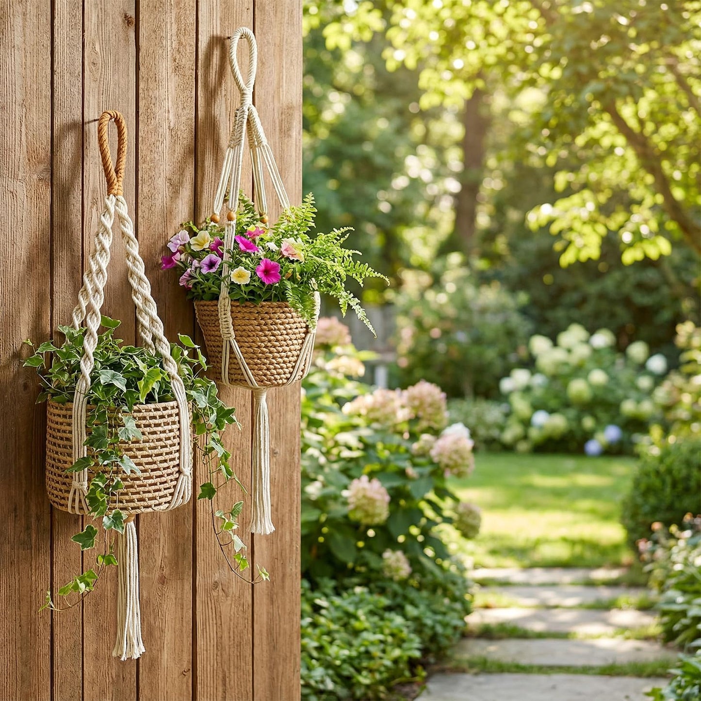 Sedvwed 3 Pcs Macrame Plant Hangers Indoor Hanging Plant Holder Boho Decor Hanging Pots Hanging Planters for Indoor Plants(Basket not Included)