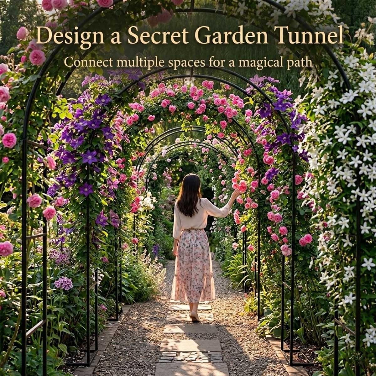 Garden Arch Trellis for Climbing Plants, Metal Outdoor Archway Arbor Stand Frame for Wedding Ceremony, Backyard Raised Bed Cucumber Vines, Floral Decorations 4.6ft 7.8ft 11ft(White,W7.87ft*H7.22ft)