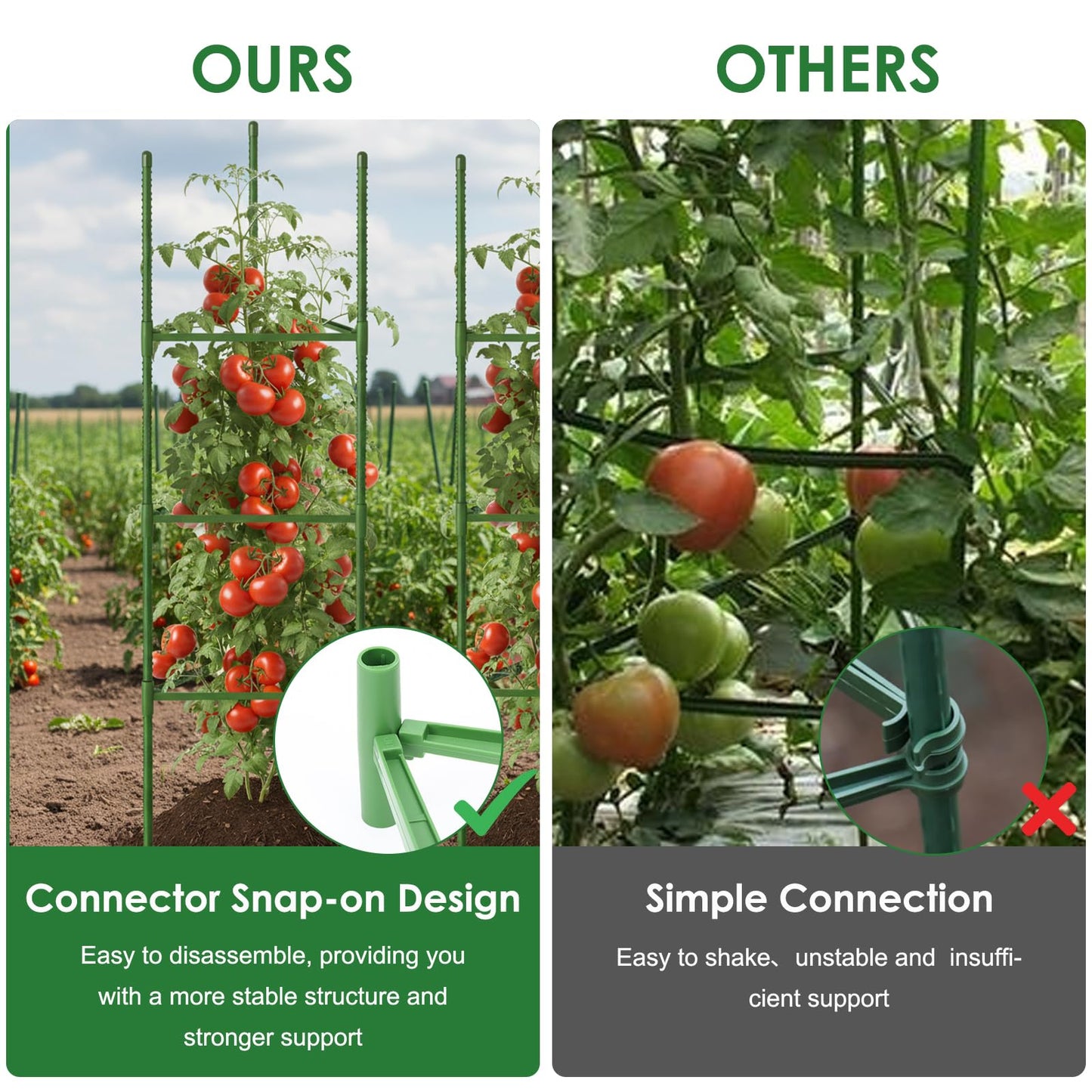 CEWOR Tomato Cage - 3 Pack Tomato Cages for Garden, Up to 51.2" Tall Tomato Trellis Plant Support Garden Stakes, Adjustable Vegetables Structures for Pots, Raised Garden Bed, Climbing Plants Outdoor