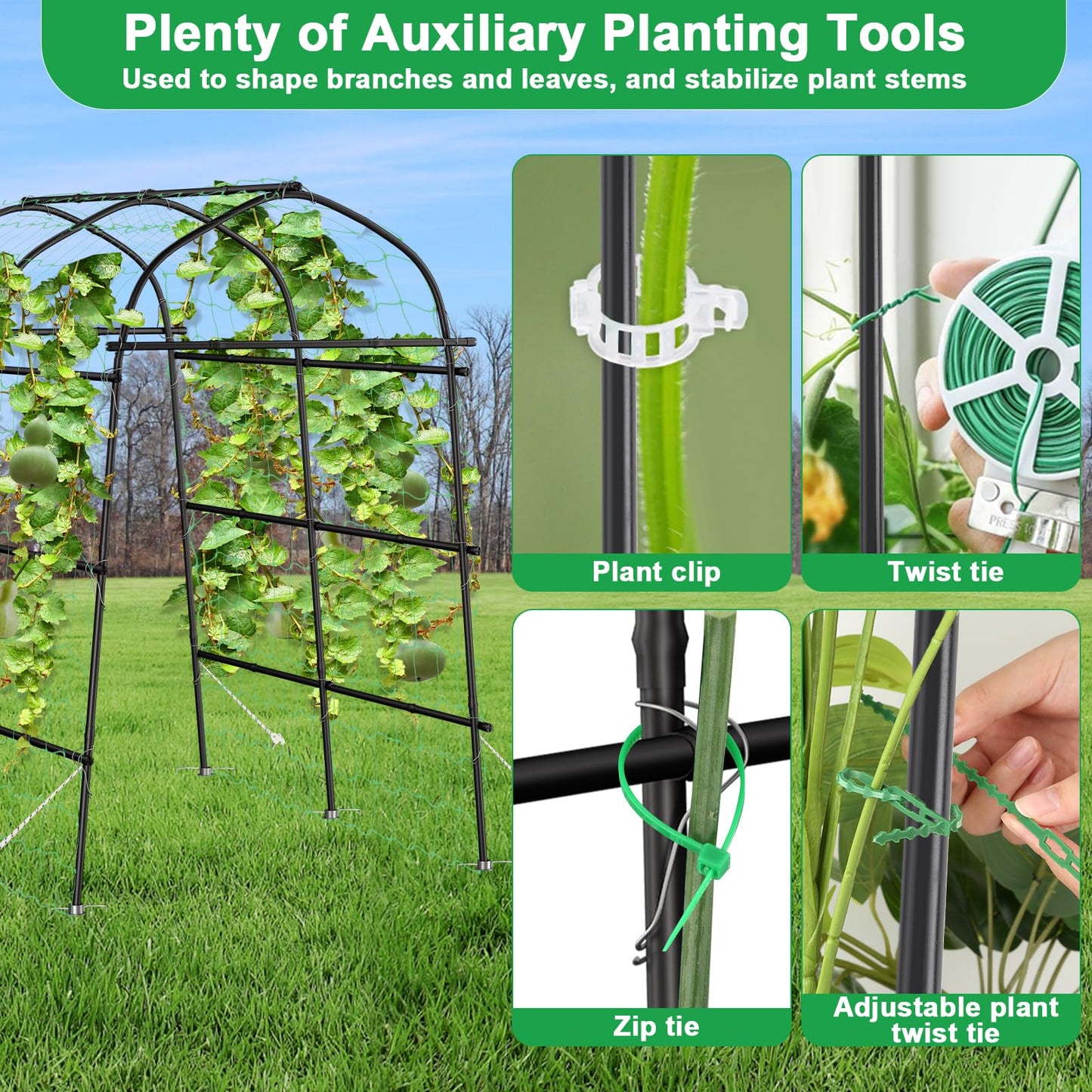Garden Arch Trellis for Climbing Plants Outdoor, 7ft Extra Tall Metal Walkway Trellis Cucumber Arch Trellis Archway Arbor Tunnel Large Trellis for Climbing Vines Vegetable Grape Garden Raise Bed
