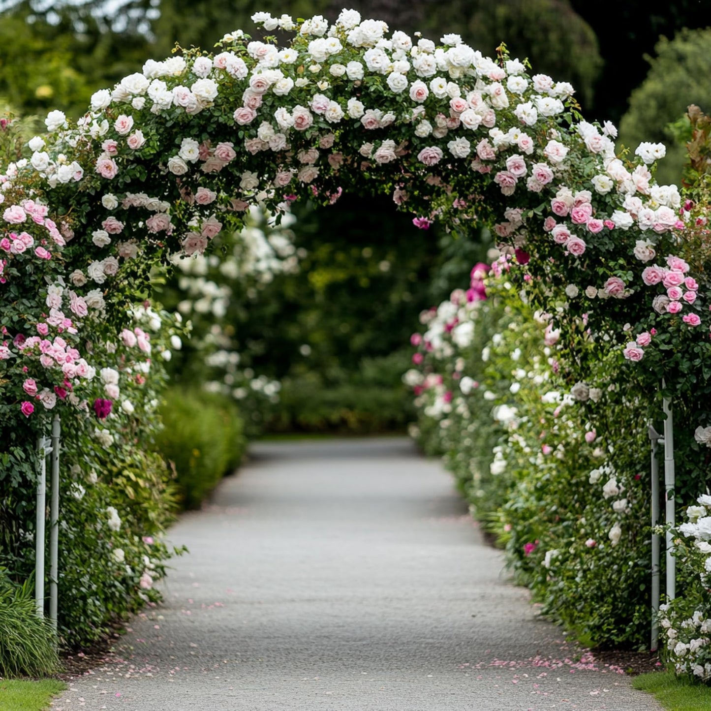 RUBFAC 7.8ft Metal Wedding Arch Frame, White Garden Trellis for Climbing Plants Outdoor, Garden Arbors and Arches Party Archway for Flower Rose Vines Birthday Bridal Christmas Decoration