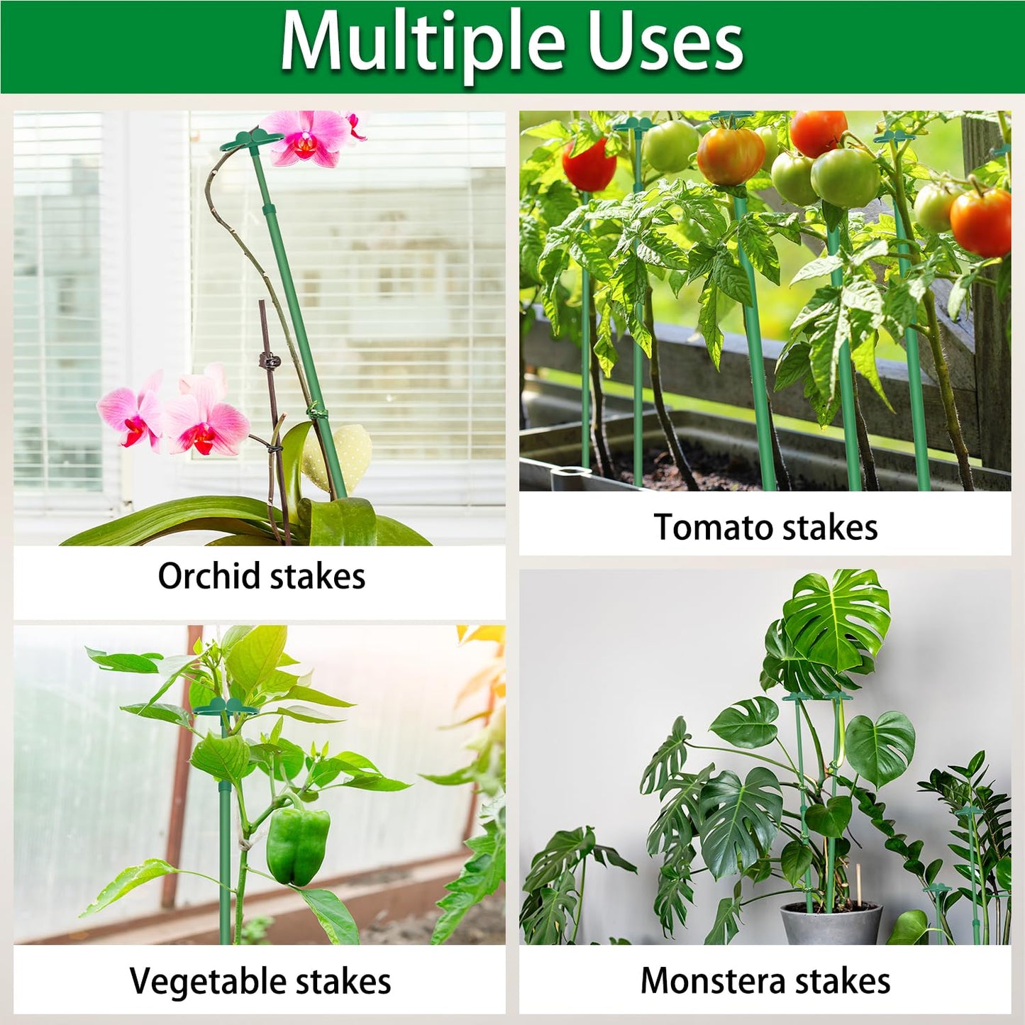 Extendable Plant Stakes, Length Scalable from 17.5IN to 30.1IN Plant Support Stake, Orchid Sticks with Clips for Indoor Outdoor,Garden Stakes for Plant,Tomato,Vegetables,Monstera,Vine - 7Pack