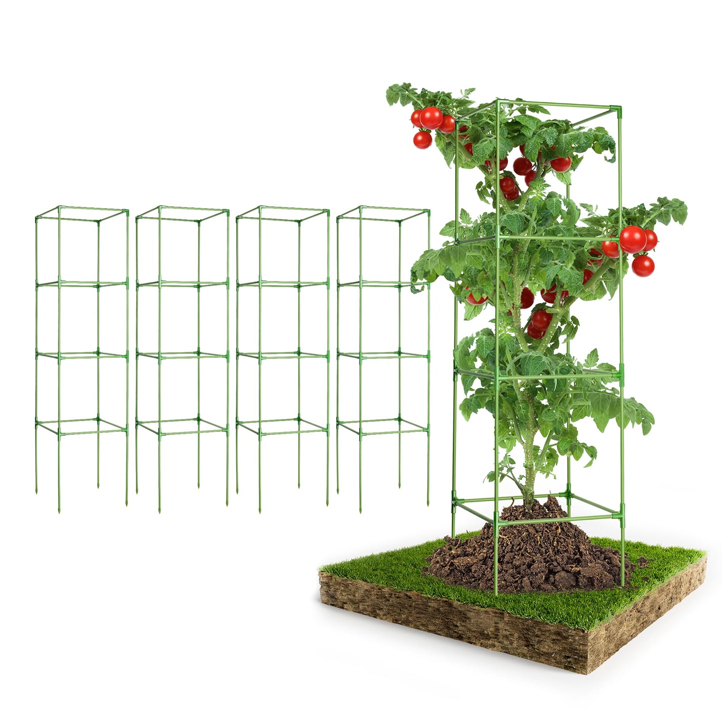 MAGGIFT Tomato Cage - 4 Pack 68 Inch Tomatoes Plant Stakes Support Cages Trellis Extra Tall for Garden & Pots