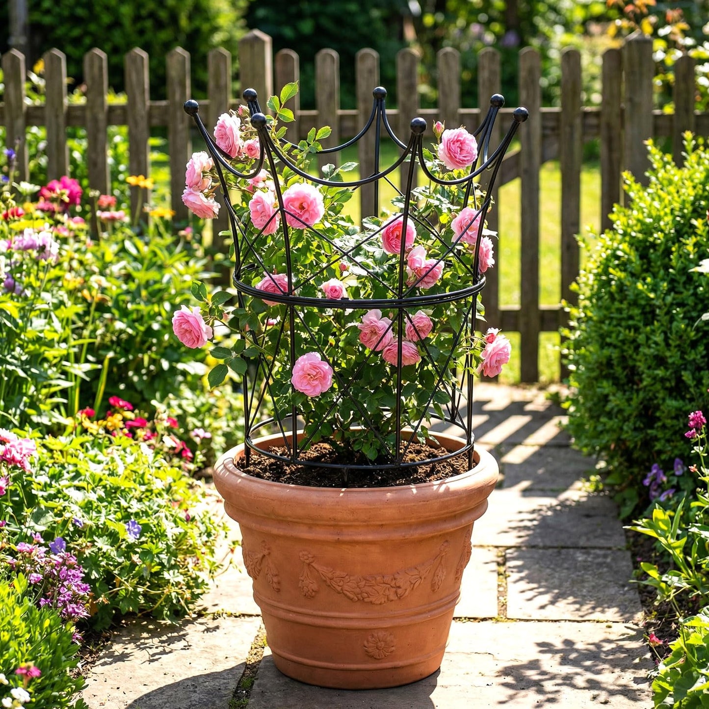 BreezeHug 2 Pcs Large Obelisk Trellis for Plant Supports Peony Cage Garden Obelisk Durable Metal Garden Support Cage for Climbing Plants Outdoor Indoor, 18.5 in x 22.9 in