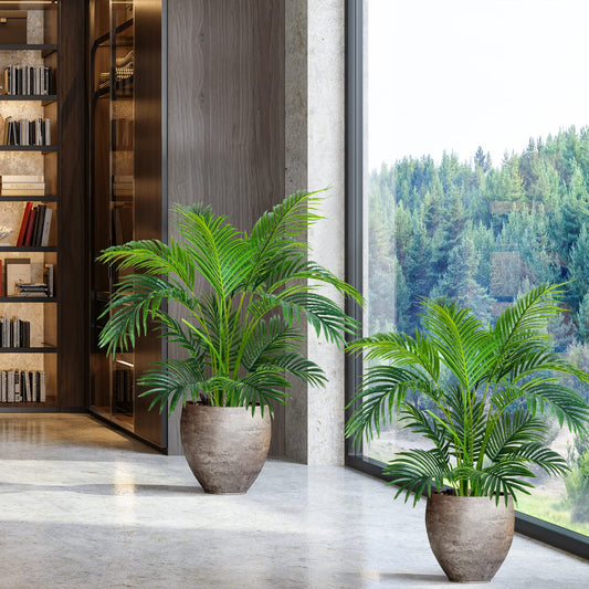 Worth Garden 4ft Artificial Areca Palm Plant, Fake Cane Palm Silk Tree Indoor Outdoor, Dypsis Lutescens, 47in Realistic Faux Silk Plants for Office Decoration