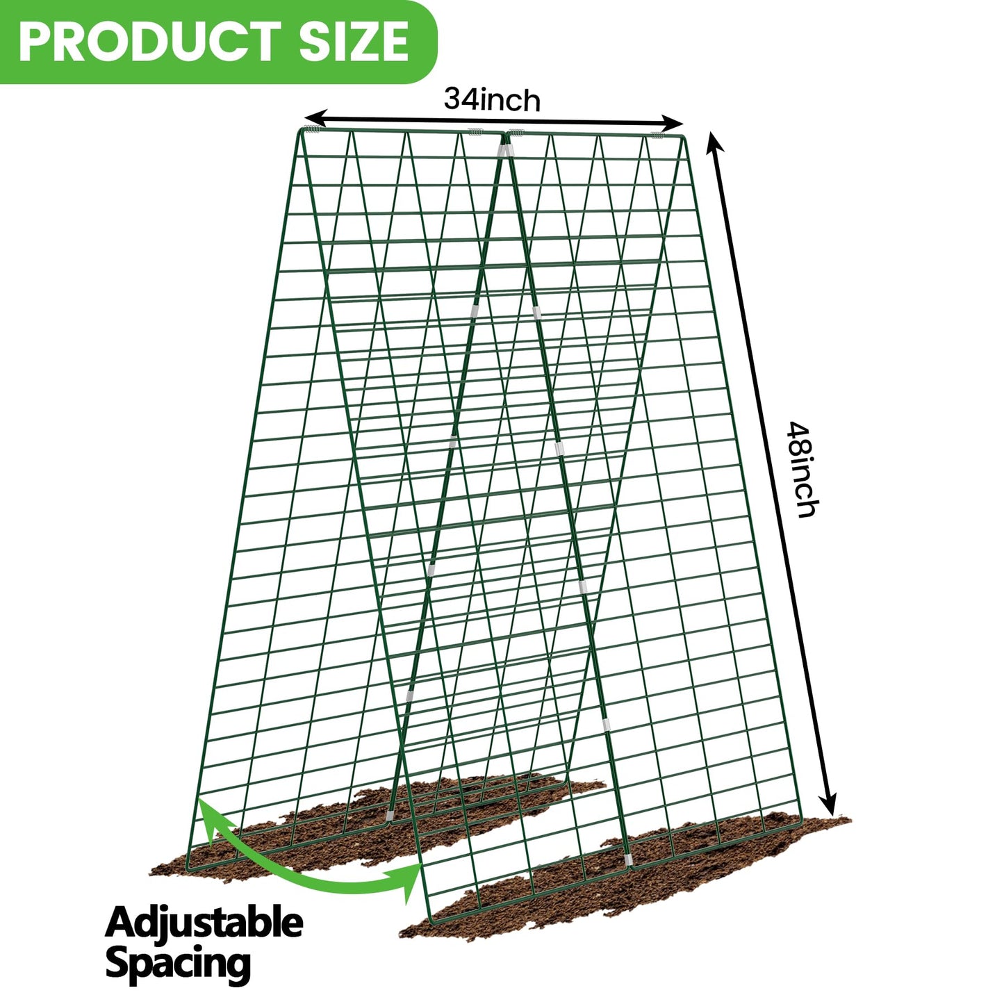 Toriexon Foldable Cucumber Trellis - 2 Pack, 48" L x 34" W A-Frame Trellis, Climbing Plants Support Raised Bed Trellis with Twist Ties & Plant Bags for Outdoor Yards Gardens