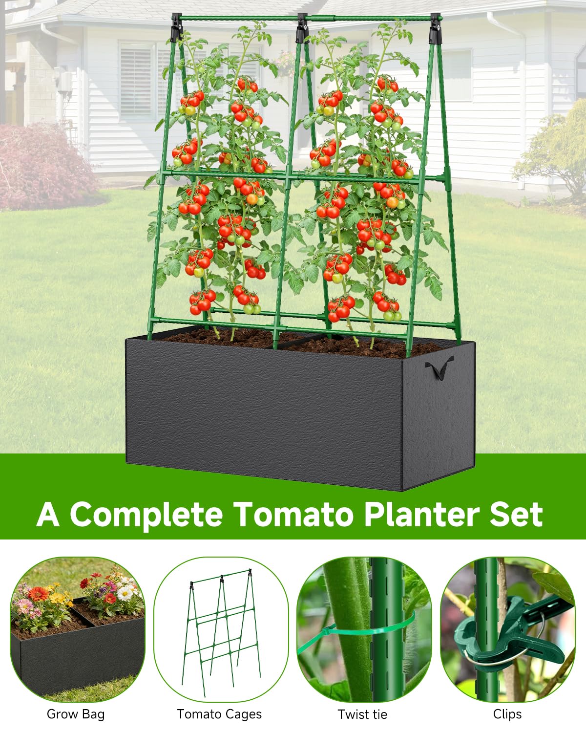 Cucumber Trellis with for Climbing Plants, A-Shape Garden Trellis with Grow Bags, Metal Plant Trellis with Garden Netting for Vegetables Flowers Fruits (A-Shape)