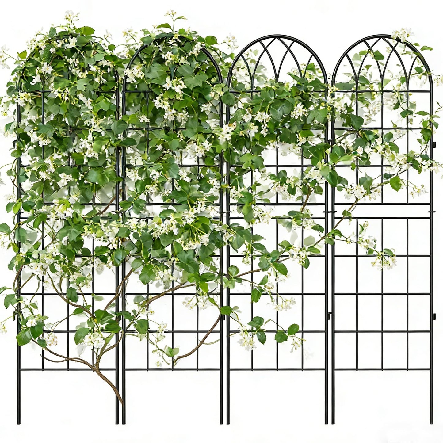 4 Pack Metal Garden Trellis for Climbing Plants, 71 Inch Black Metal Garden Trellis for Vines Plant Rose Vegetable Support,Large Decorative Outdoor Trellis