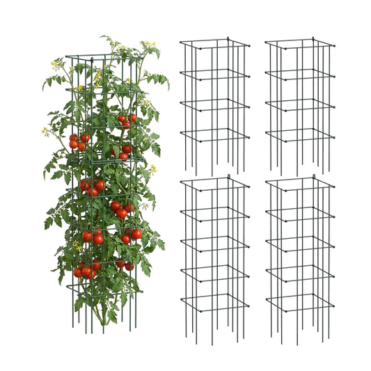 Vego Garden 3 Pack Tomato Cage 14.5"x 58" Square for Garden & Pots, Rust-Resistant Tomato Stackable Heavy Gauge Plant Cage Trellis Support for Climbing Vegetables Plants