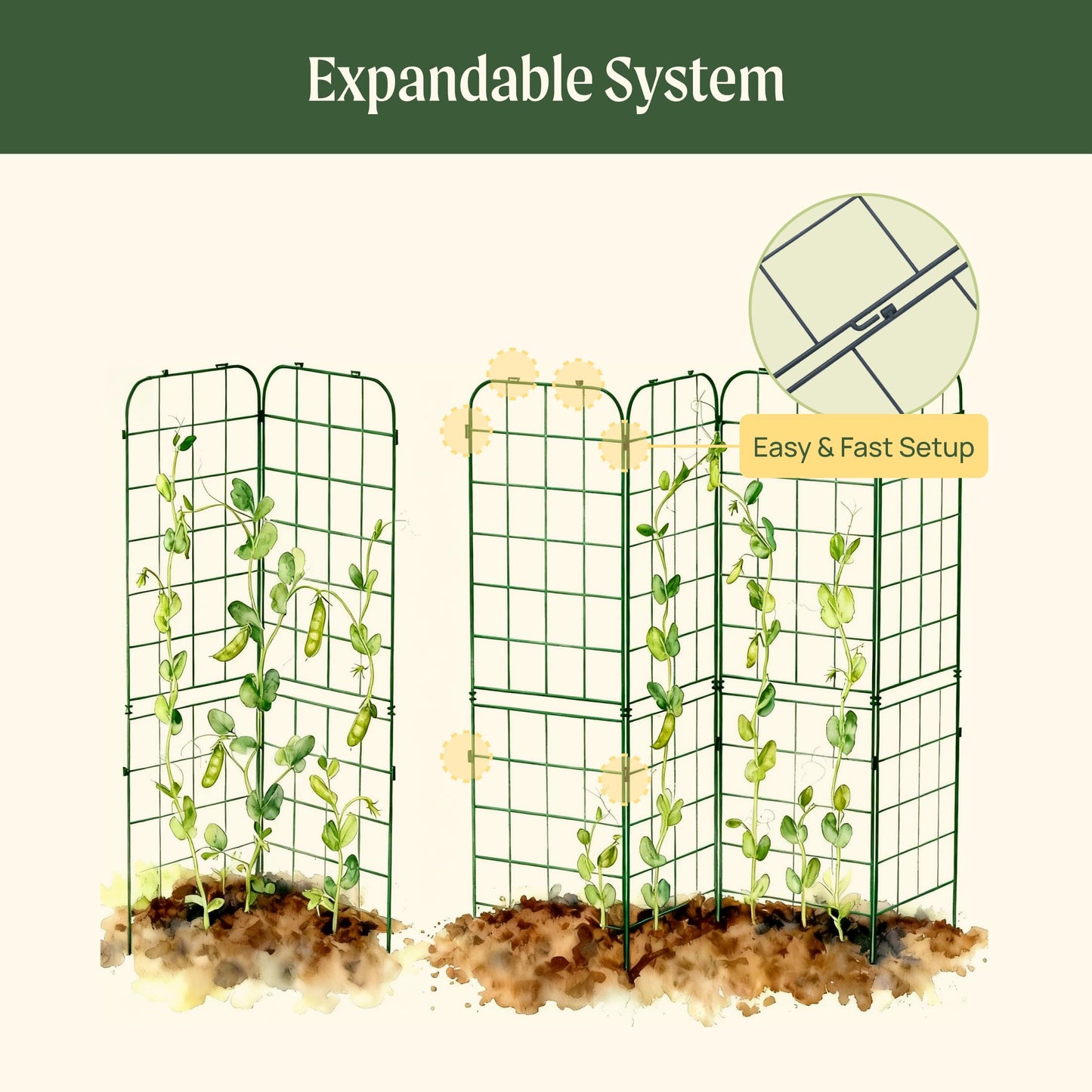 Vego Garden A-Frame Trellis Cucumber Cage for Garden & Pots, Rust-Resistant Tomato Stakes Heavy Gauge Plant Cage Trellis Support for Climbing Vegetables Plants