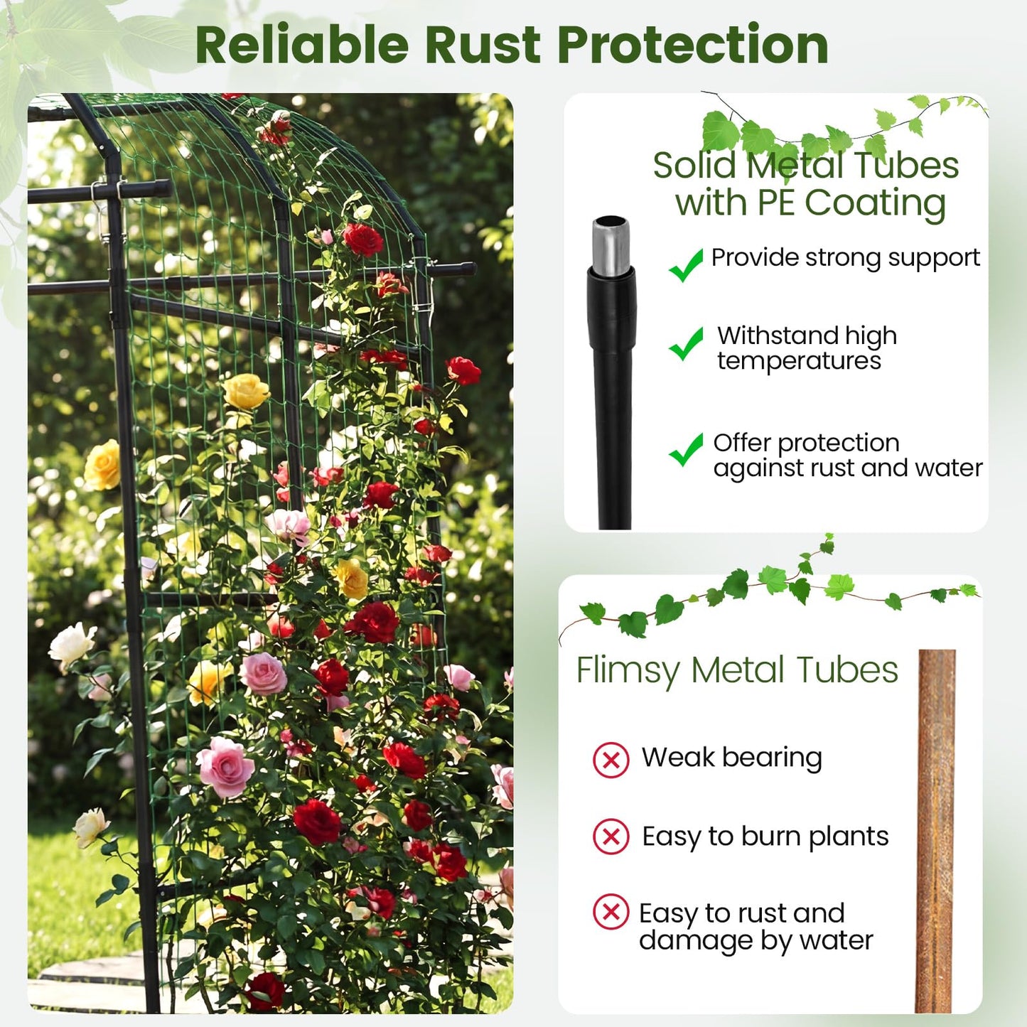Giantex Metal Garden Arch Trellis for Climbing Plants Outdoor, 7.5FT Tall Adjustable Cucumber Trellis Tunnel for Raised Garden Bed, Extra Wide Garden Trellis Arch Support Vegetables Vine
