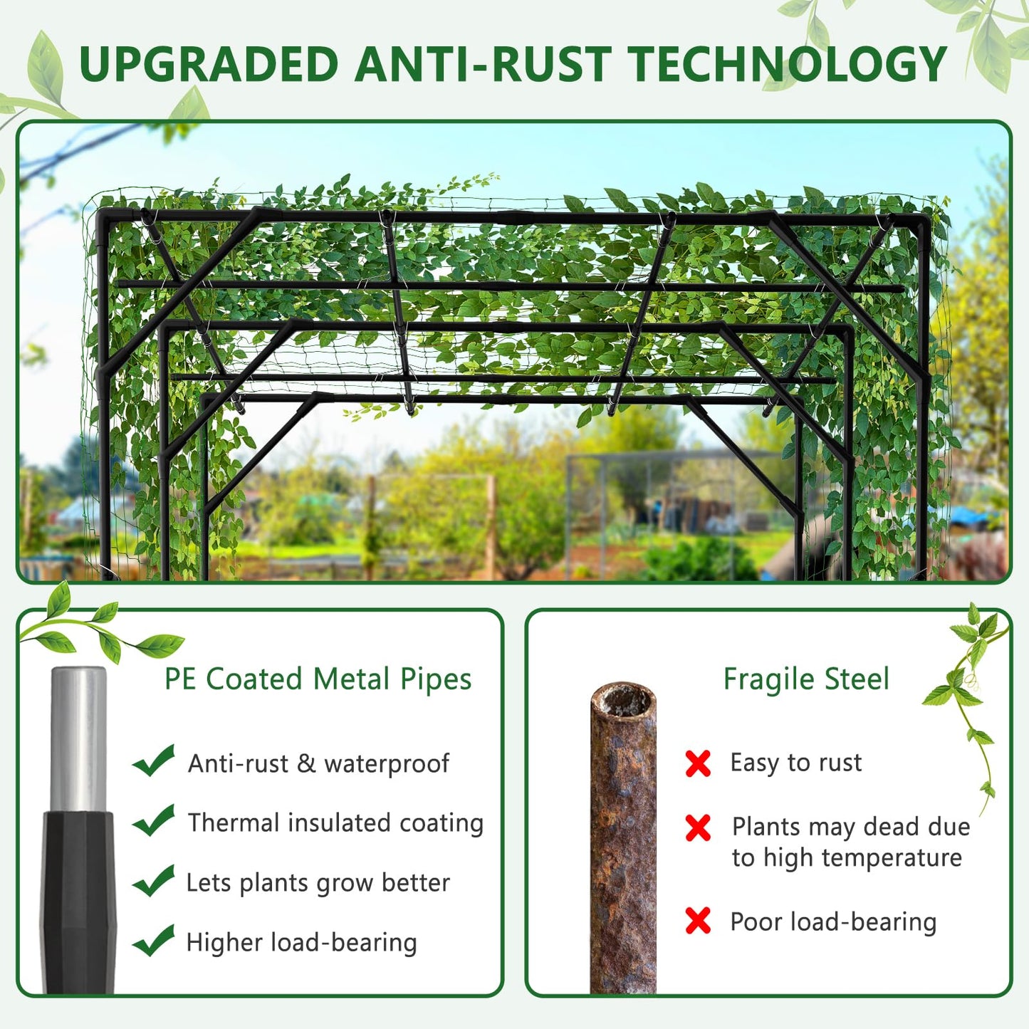 Tall Garden Arch Trellis for Climbing Plants, 79in Tall Metal Plant Support Trellis Archway for Climbing Plant Vegetables Cucumber, Outdoor Yard Lawn Garden Arch Tunnel Trellis