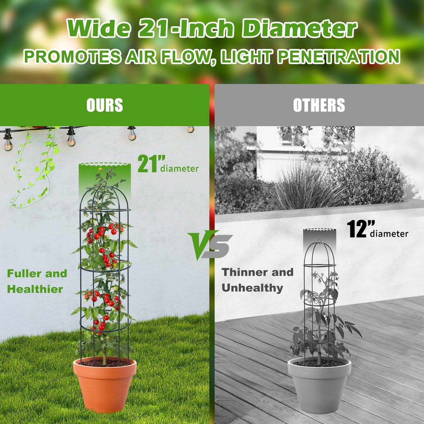 2Pcs Trellis for Climbing Plants Outdoor, 75" Tall Heavy Duty Metal Obelisk Garden Trellis Climbing Plant Support for Tomatos Cucumber Potted Vine Flower Rose Clematis Vegetable Pea Bean Trellises