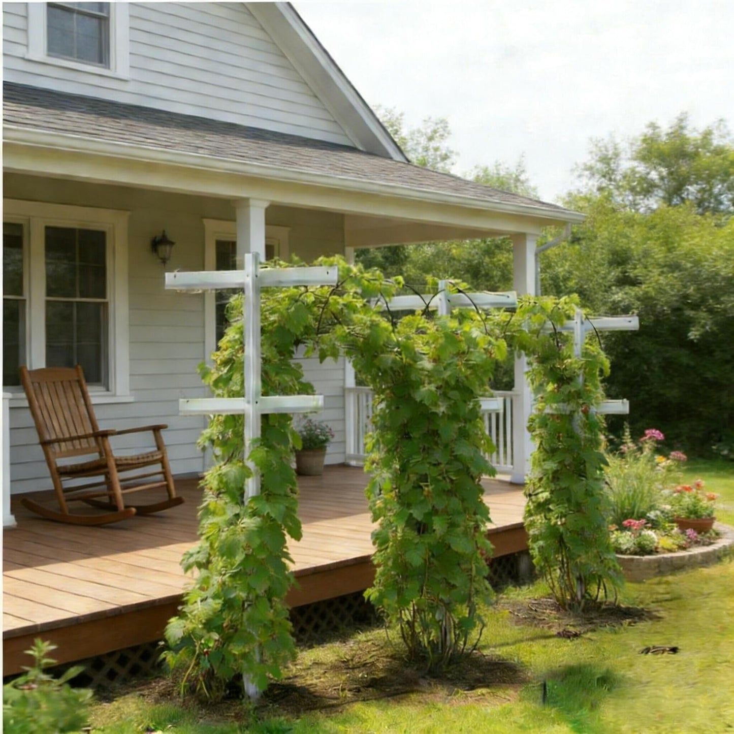 MRGARDEN 7-Feet Adjustable Garden Trellis Set for Raspberry and Climbing Plants, Outdoor Stake Vineyard Trellis, Pack of 4