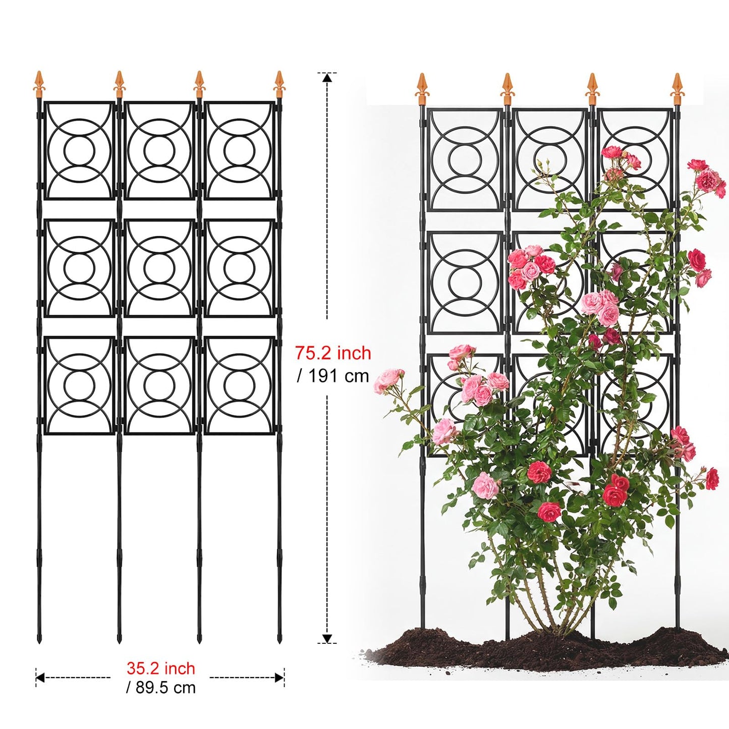 Trellis for Climbing Plants Outdoor, 24 Rifny Tall Garden Trellis Flower Rose Cucumber Trellis for Vines Pea Support, Wall Large Plant Trellis Fence with with Plastic Frame, 3 x 6.2 FT