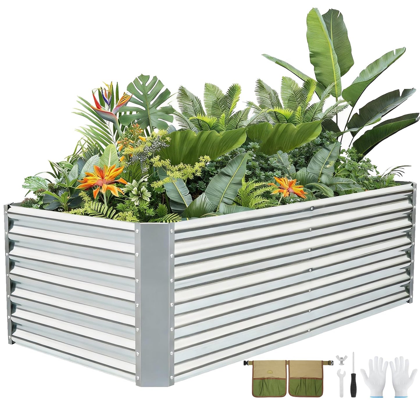 G GOOD GAIN 6x3x2 ft Galvanized Raised Garden Bed Kit, Large Metal Planter Box Outdoor for Vegetables, Flowers, Herbs, 269 Gallon Capacity Deep Root Design, Silver