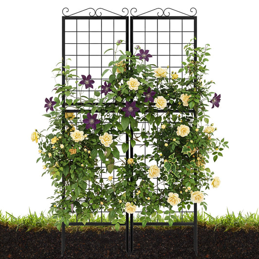 2 Pack 71 Inch Metal Garden Trellis for Climbing Plants, Thickened Square Tube Metal Garden Trellis for Vines Plant Rose Vegetable Support,Large Decorative Outdoor Trellis