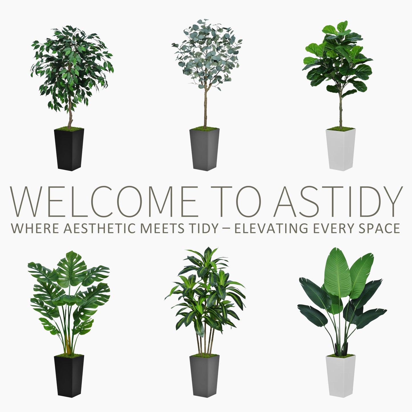 ASTIDY Artificial Ficus Tree 5FT - Faux Indoor Tree with Black Tall Planter - Fake Ficus Floor Plant in Pot - Artificial Silk Tree for Home Office Living Room Decor Indoor