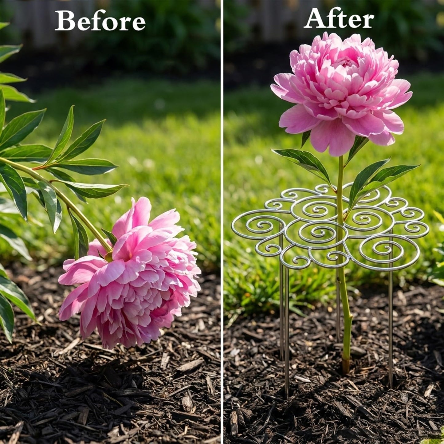 Metal Plant Support Ring, Plant Support for Garden, Peony Cage Stand, Rustproof Silver Metal Grow Through, 200PCS Plant Support Clips, Outdoor Indoor Pots Peony Dahlia Cage Tomato 1pcs,Medium