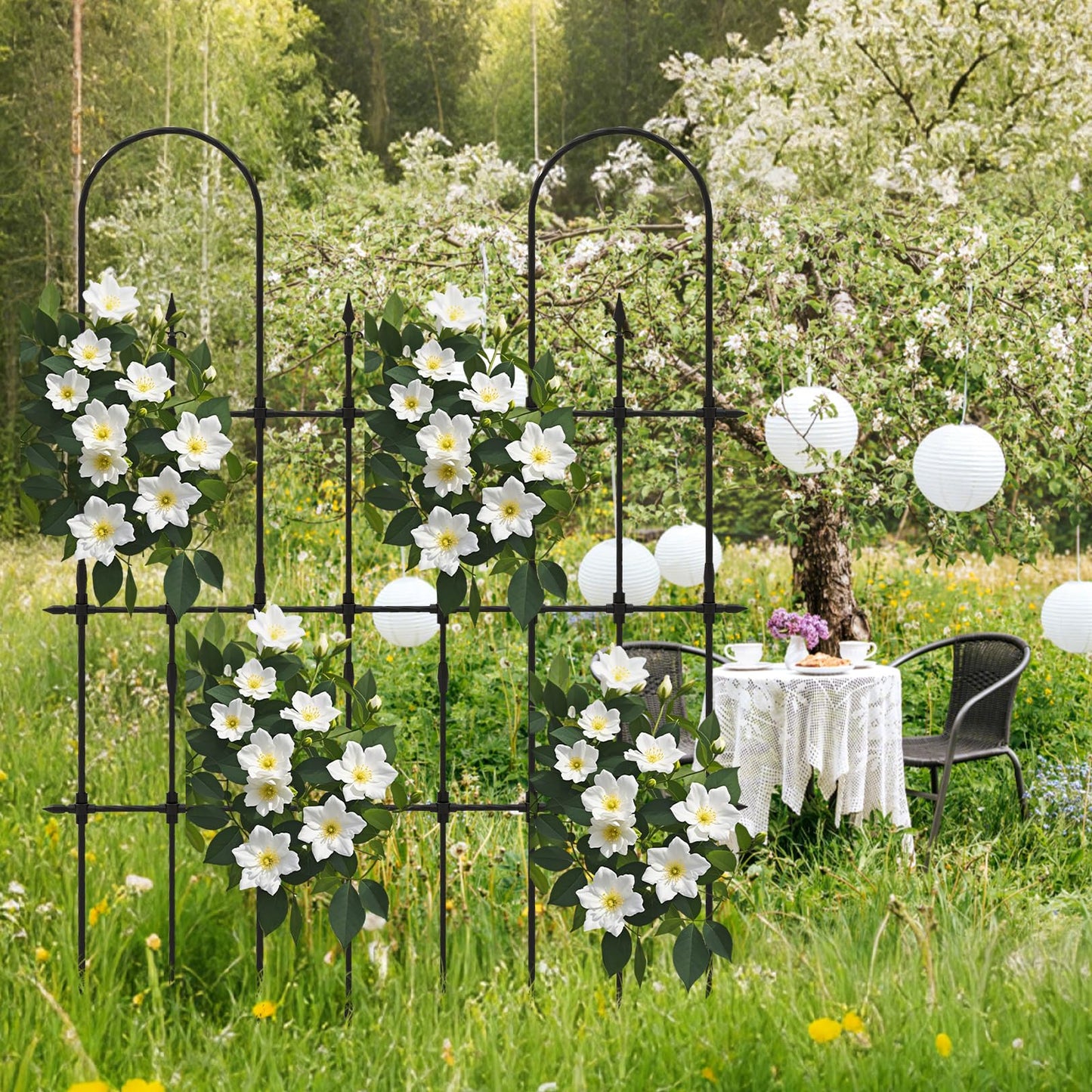 Byroce Garden Trellis for Climbing Plants Outdoor, 73” Garden Arch Trellis with Non-Rust Metal Pipes, Decorative Cucumber Trellis Climbing Support for Various Vegetables & Flowers Vine in Yard, Lawn