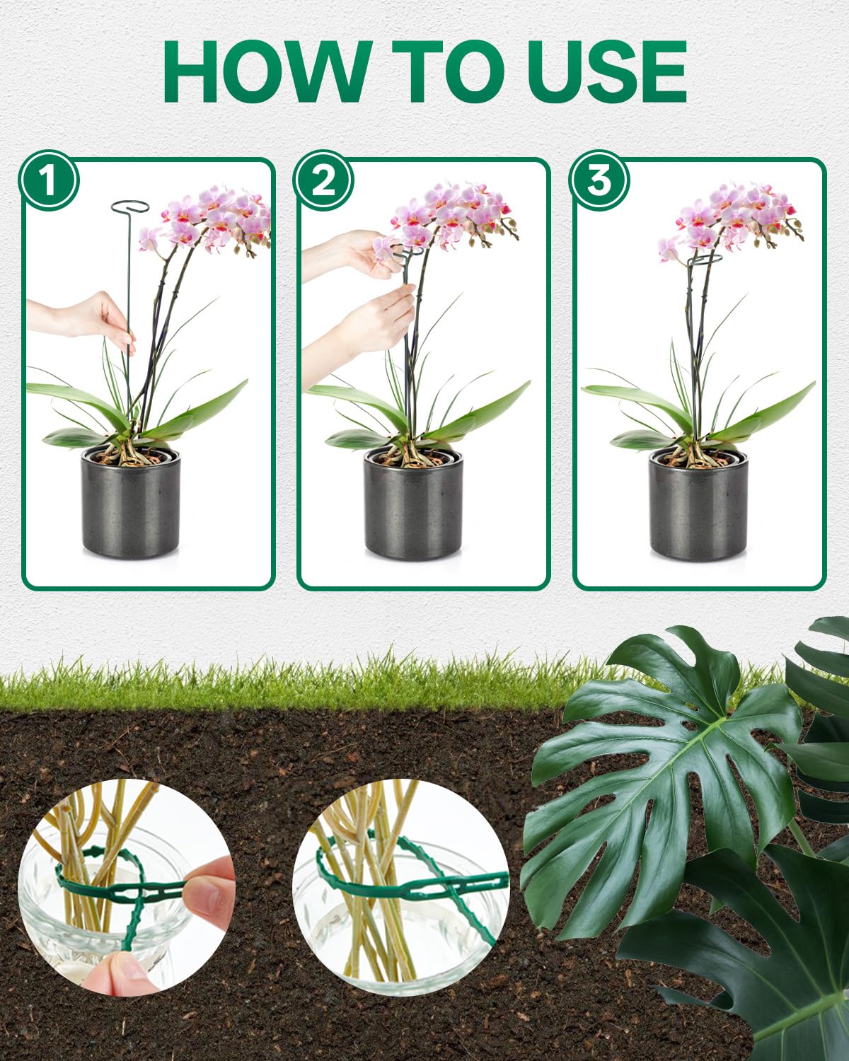 Breeze Touch 12 Pack Plant Stakes, 16 Inch Plant Support Stakes with 15 Twist Ties, Plant Sticks Support, Flower Stakes for Plants Peony, Tomato Seedling, Marigold, Amaryllis, Sapling, Coreopsis