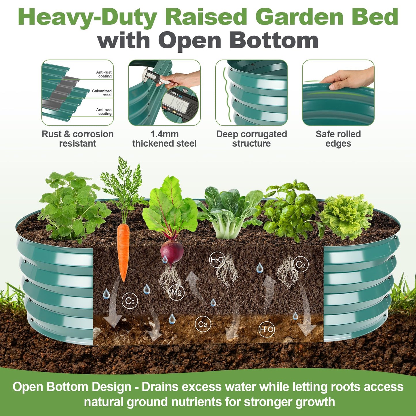 Raised Garden Bed with Arched Trellis, Galvanized Raised Garden Bed with Netting Plant Ties Gloves Trowel, Metal Planter Box Outdoor Drainage Design for Gardening Climbing Plant Vegetable Flower Fruit